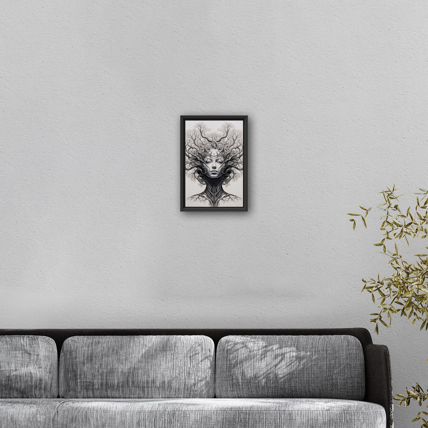 Sleek black and white tree artwork, elegance - Botanical Noir