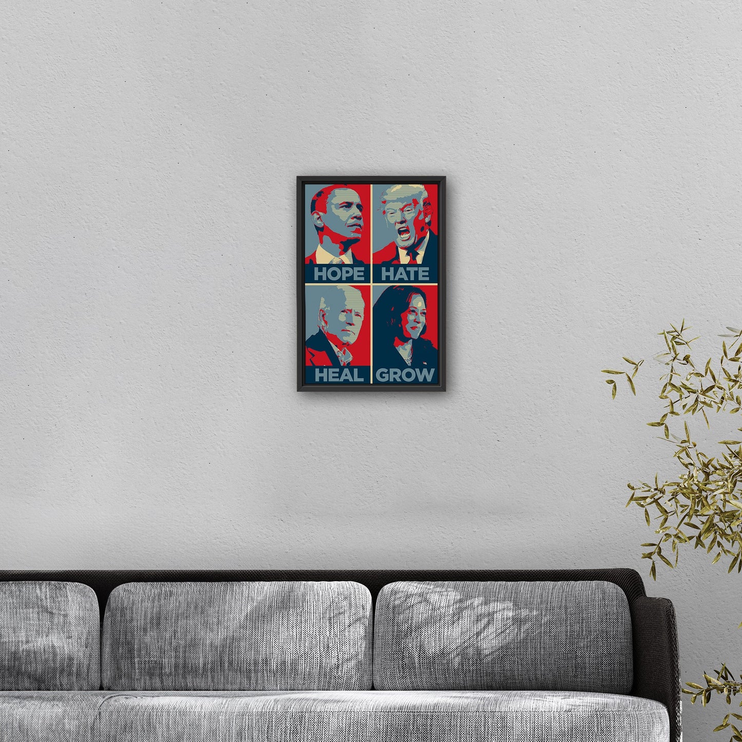 Obama, Trump, Biden, Harris - Hope, Hate, Heal, Grow Hope-style Poster 2024 Presidential Election