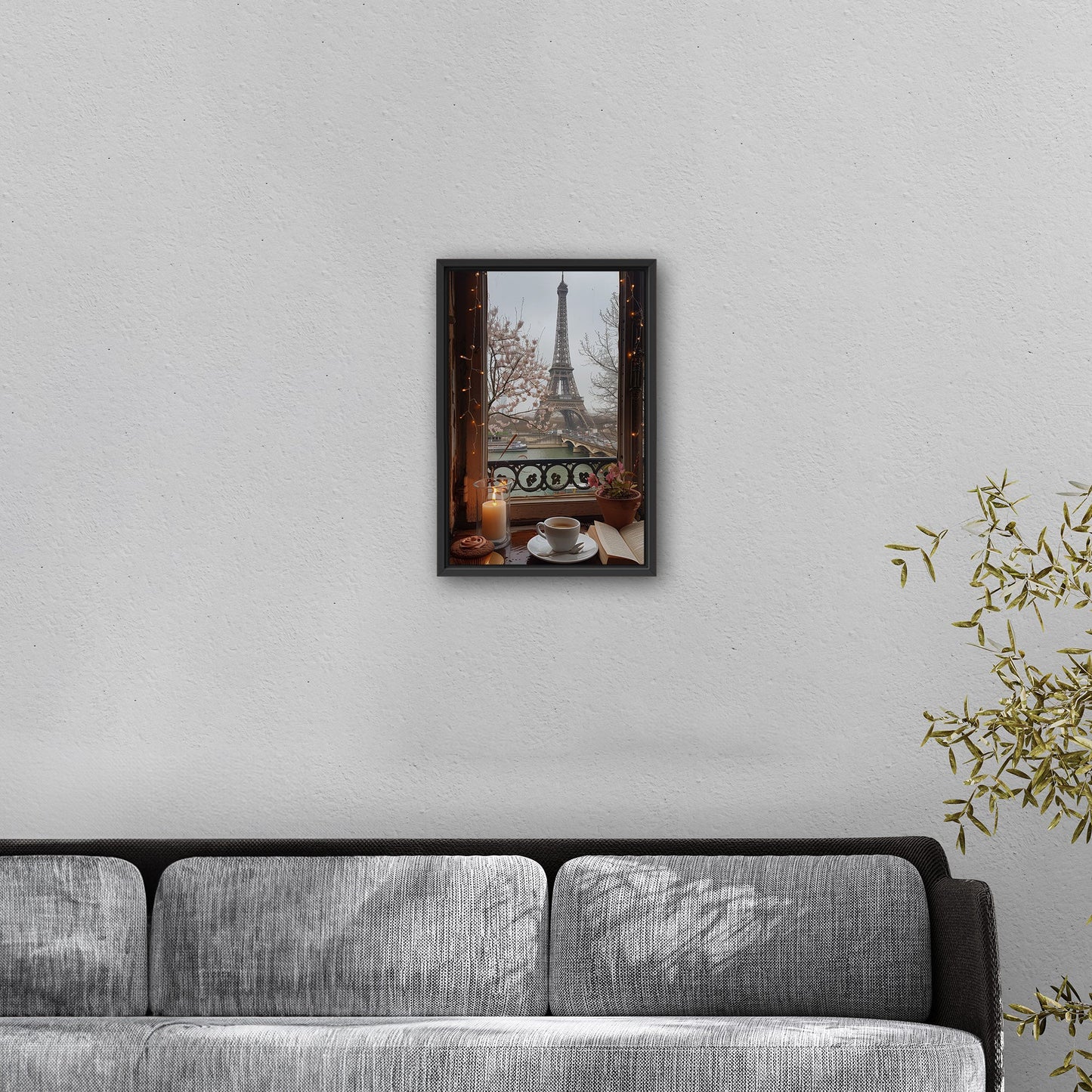 Cozy Paris Cafe Scene with Eiffel Tower View