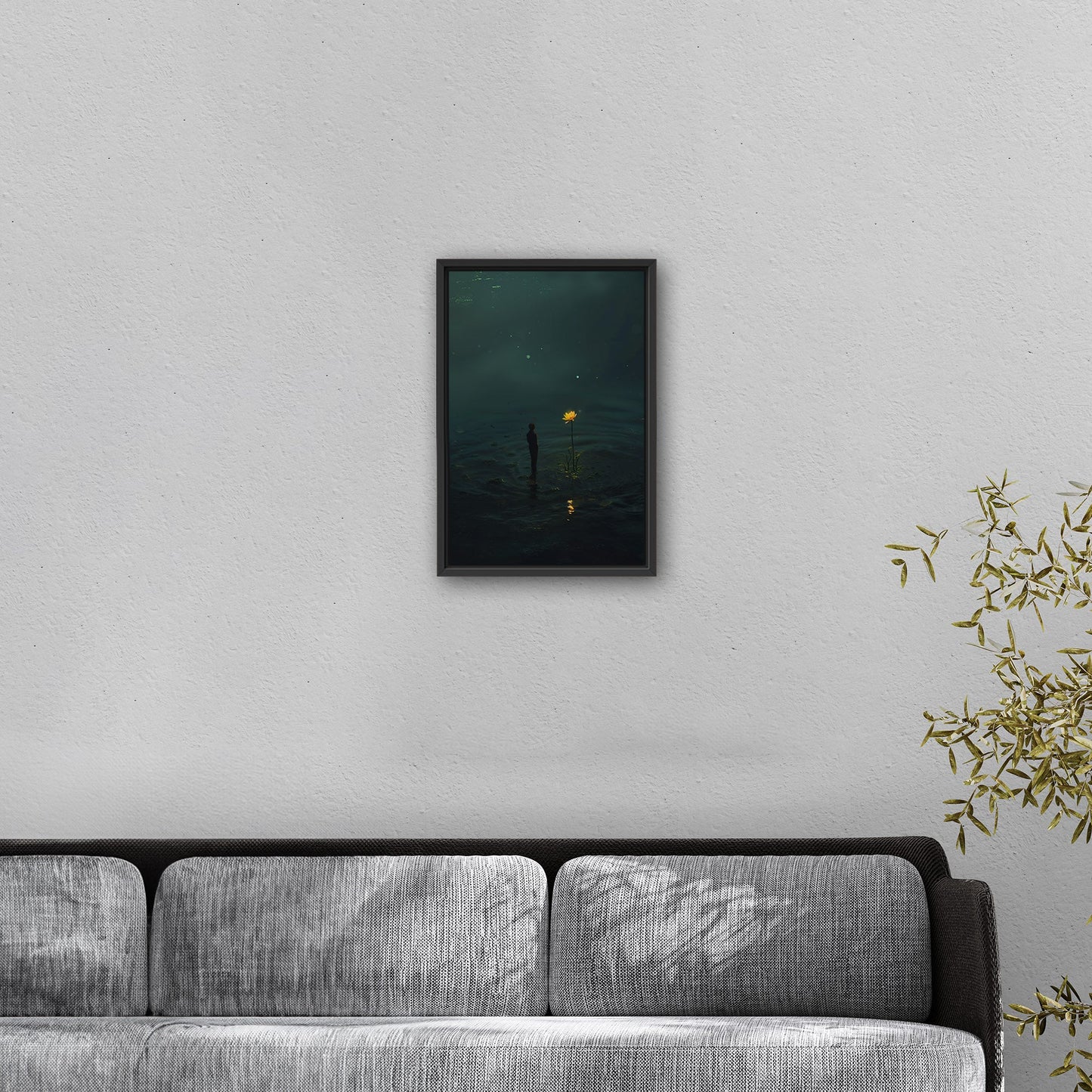 Surreal Image of Man Staring at Giant Dandelion - Hope's Flicker in Despair's Abyss