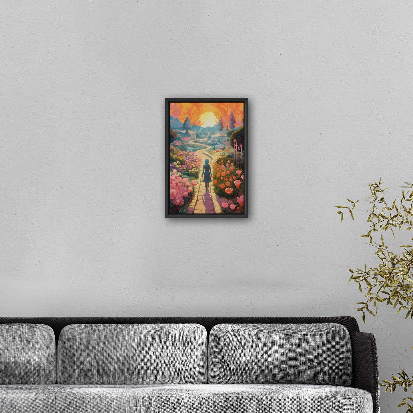 Child's Room Whimsical Fairytale Watercolor Landscape - Enchanted Floral Pathways