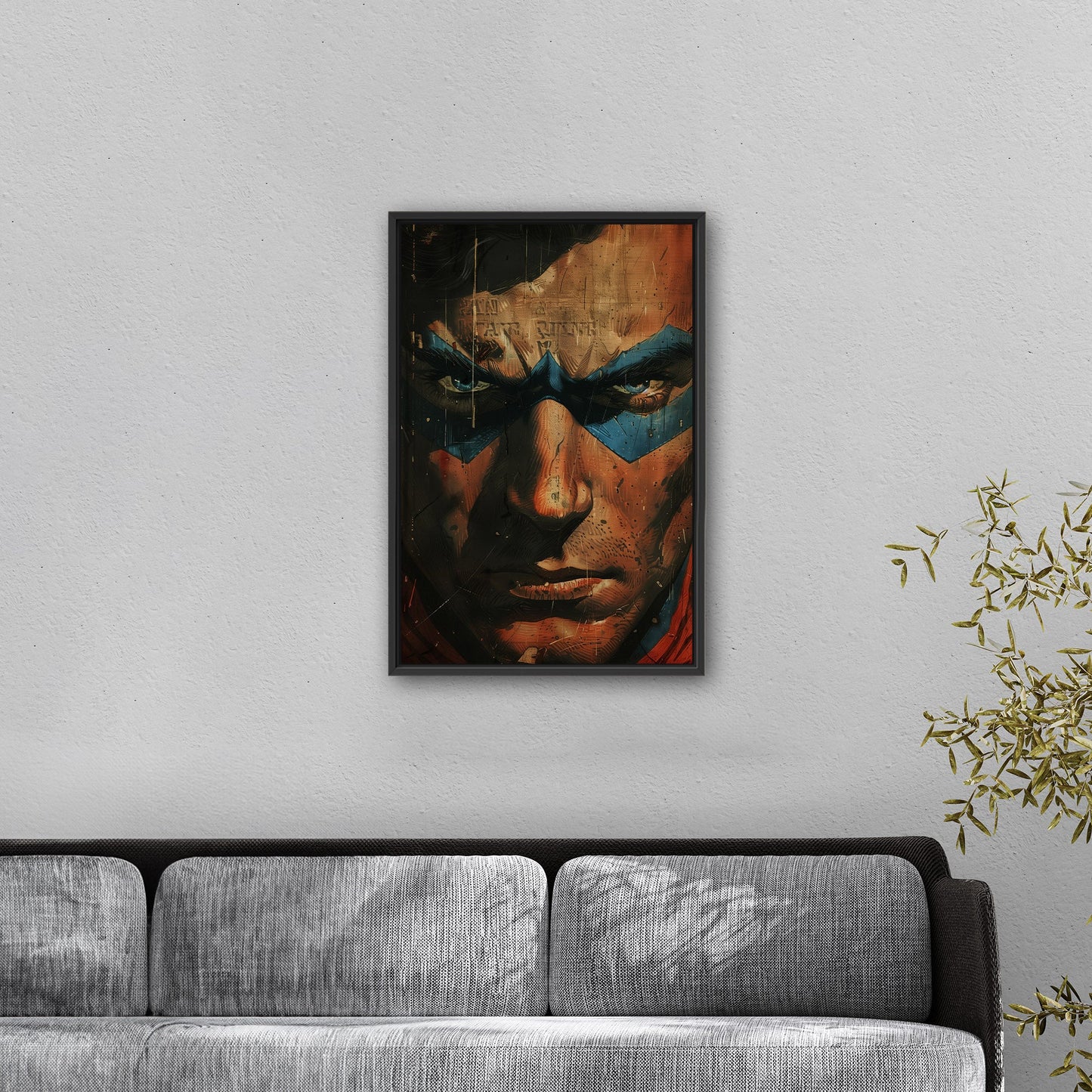 Comicbook style closeup superhero face portrait - Epic Heroic Vintage Comic Closeup Art
