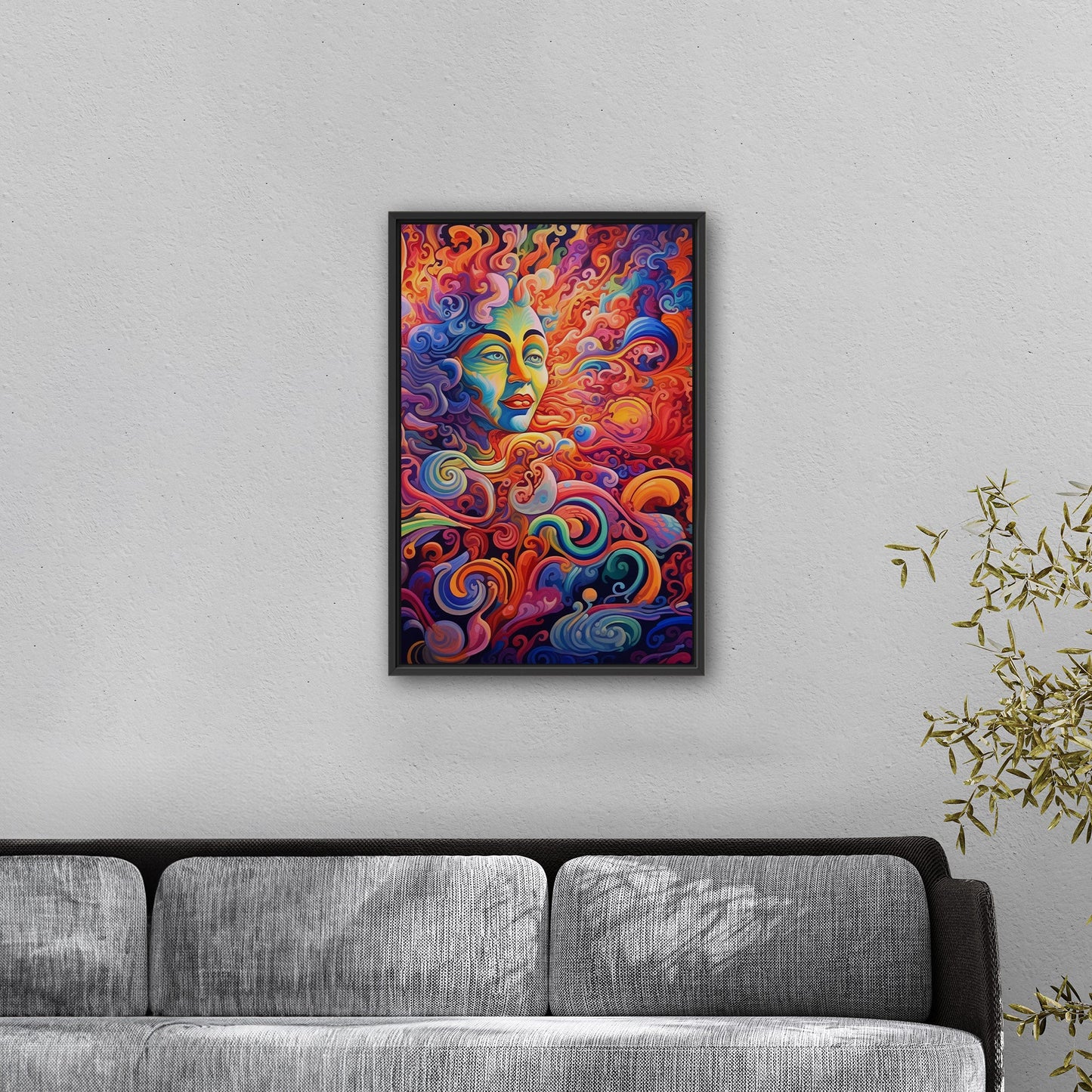 Psychedelic abstract airbrush painting of Vibrant Ebony - Enigmatic Revolution