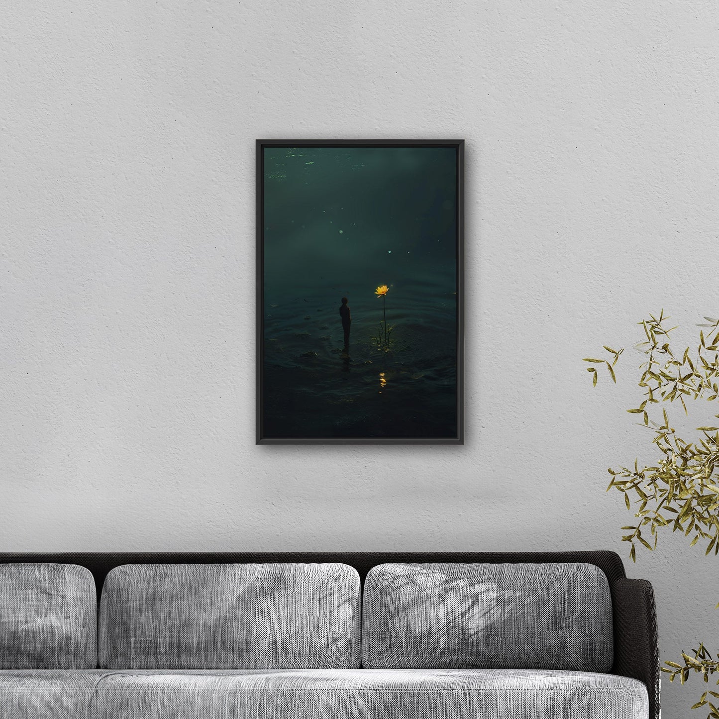 Surreal Image of Man Staring at Giant Dandelion - Hope's Flicker in Despair's Abyss