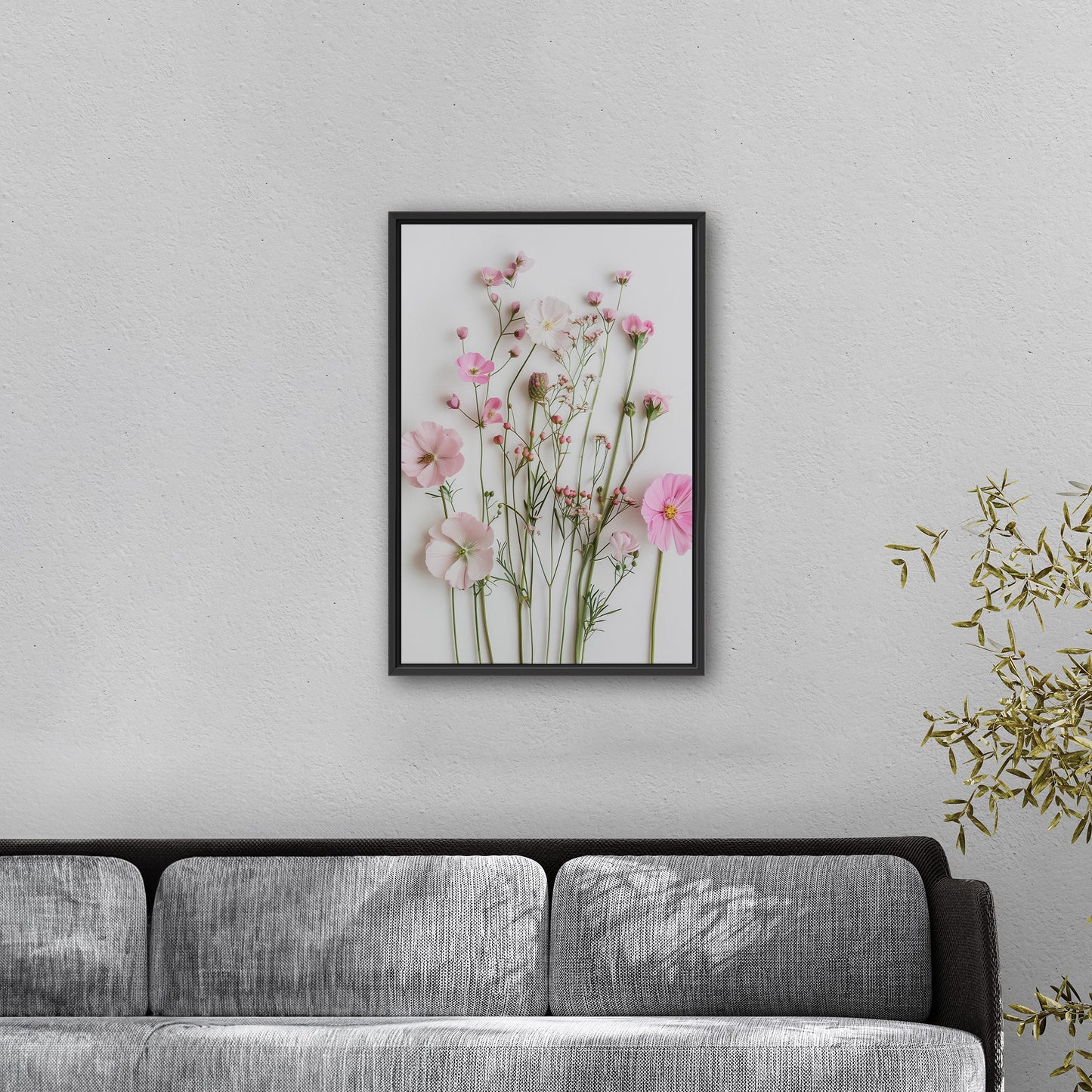 Elegant pink wildflower botanical wall art -Enchanted Blossoms