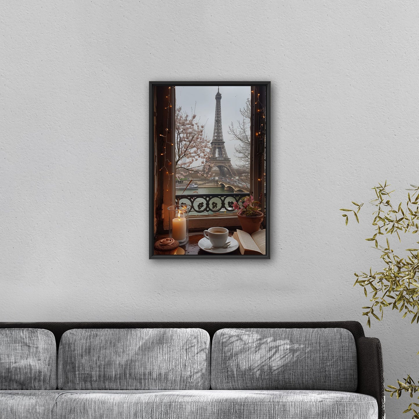 Cozy Paris Cafe Scene with Eiffel Tower View