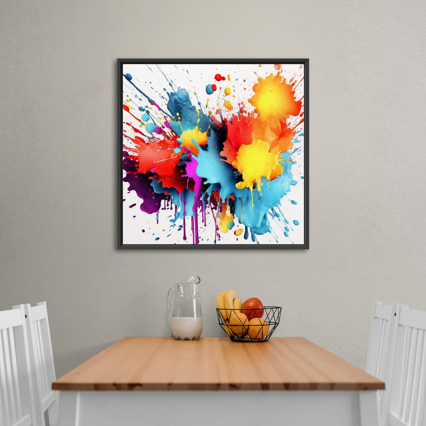 3D Digital Render of Splattered Colors - Vivid Spectrum Splatter Art