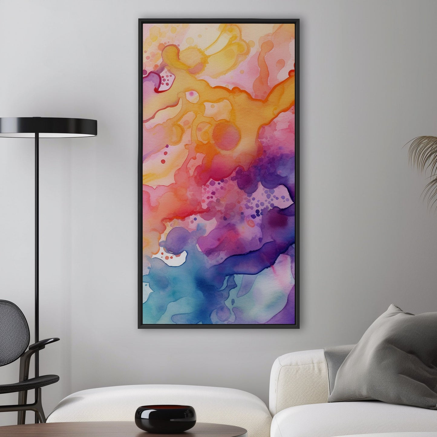 Abstract watercolor art with vibrant colors