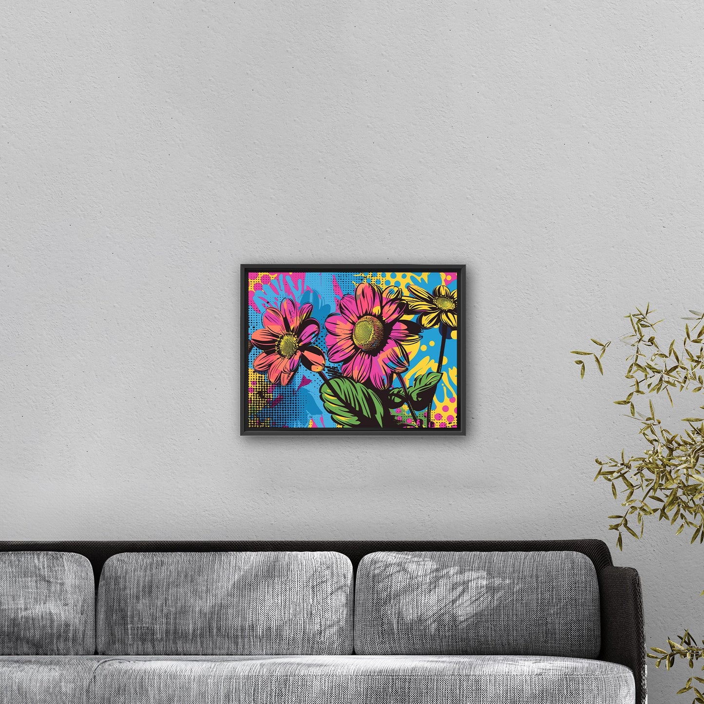 Flowers in Pop Art Printed Style - Blossoms of Creativity