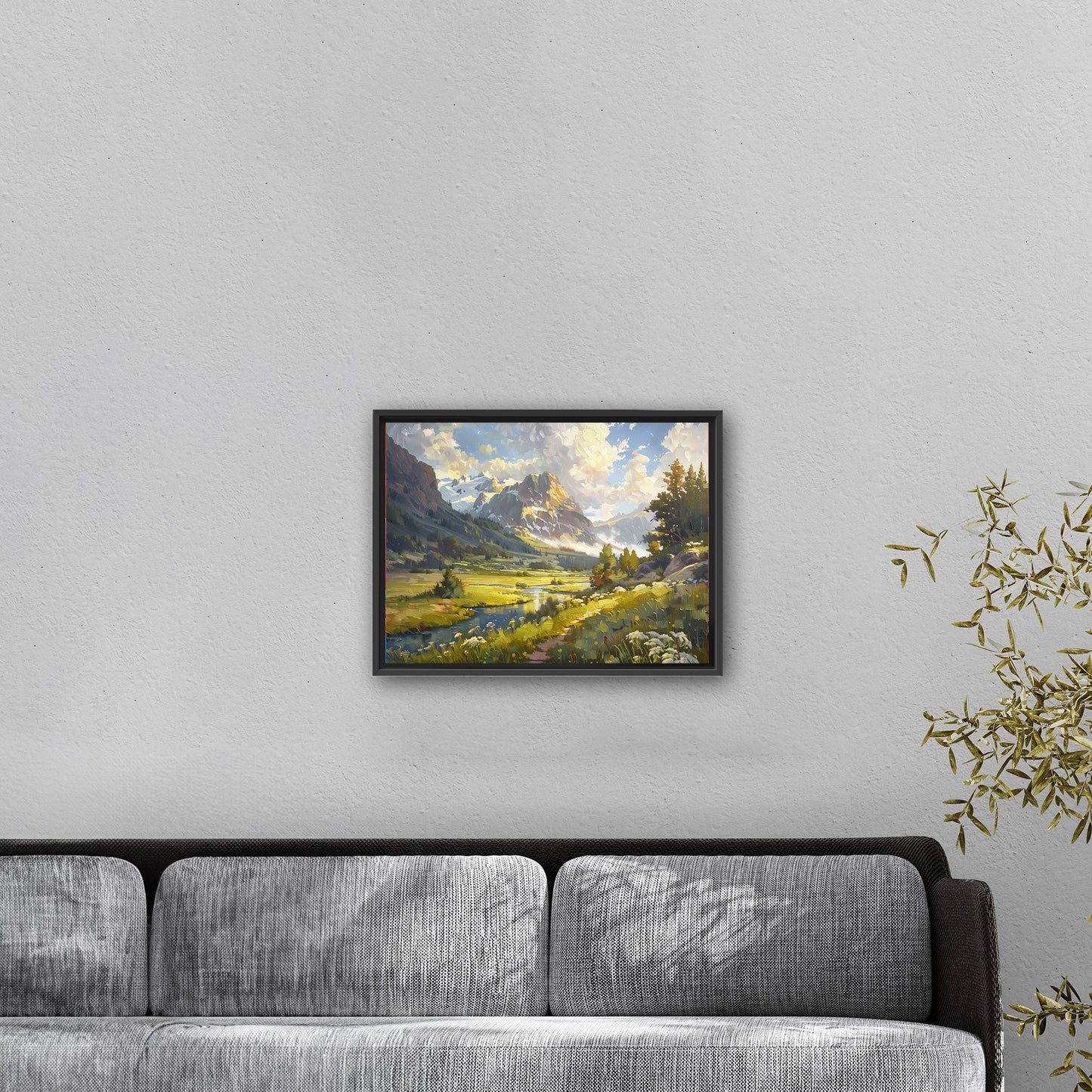 Vibrant landscape oil painting capturing nature's essence - Enriched Elegance