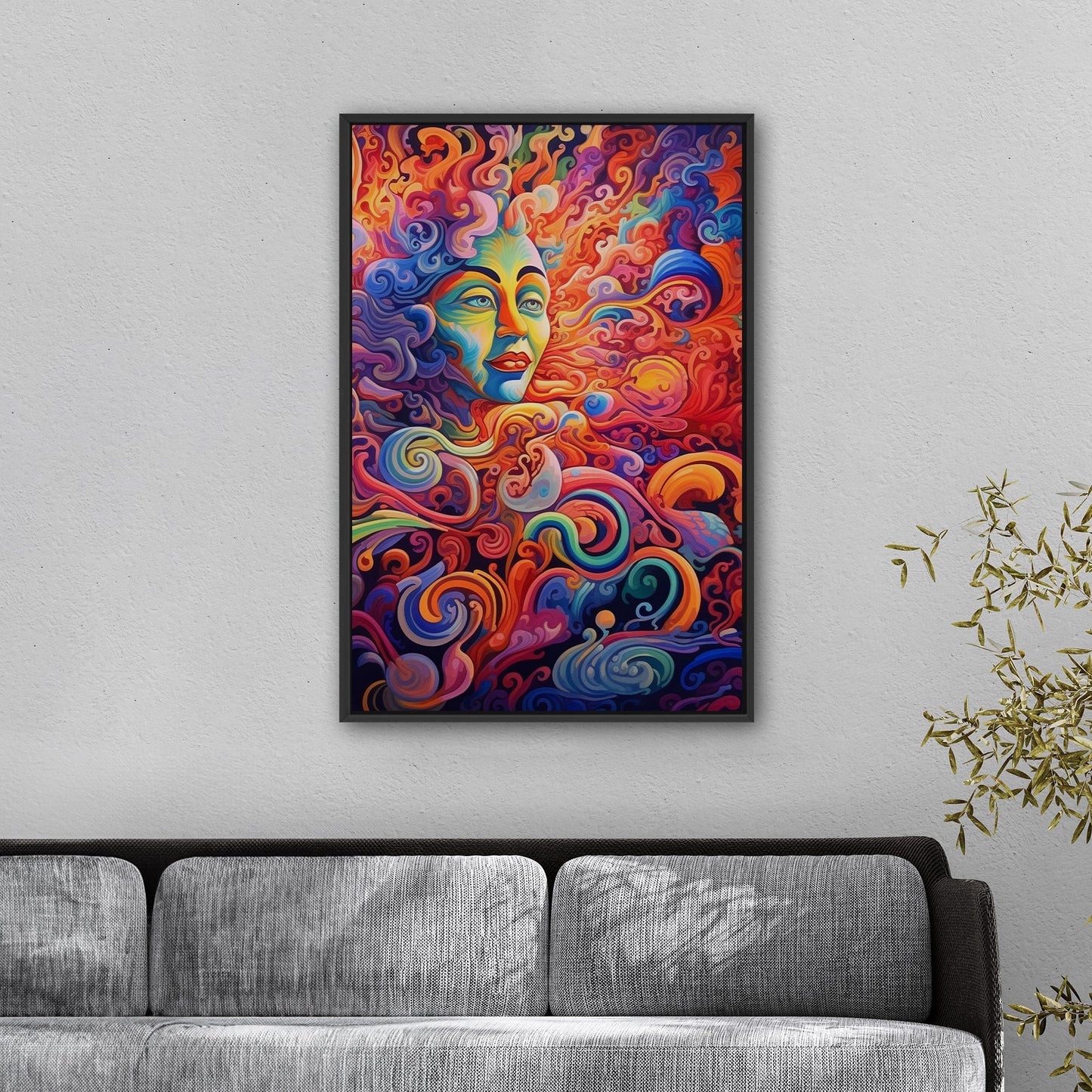Psychedelic abstract airbrush painting of Vibrant Ebony - Enigmatic Revolution