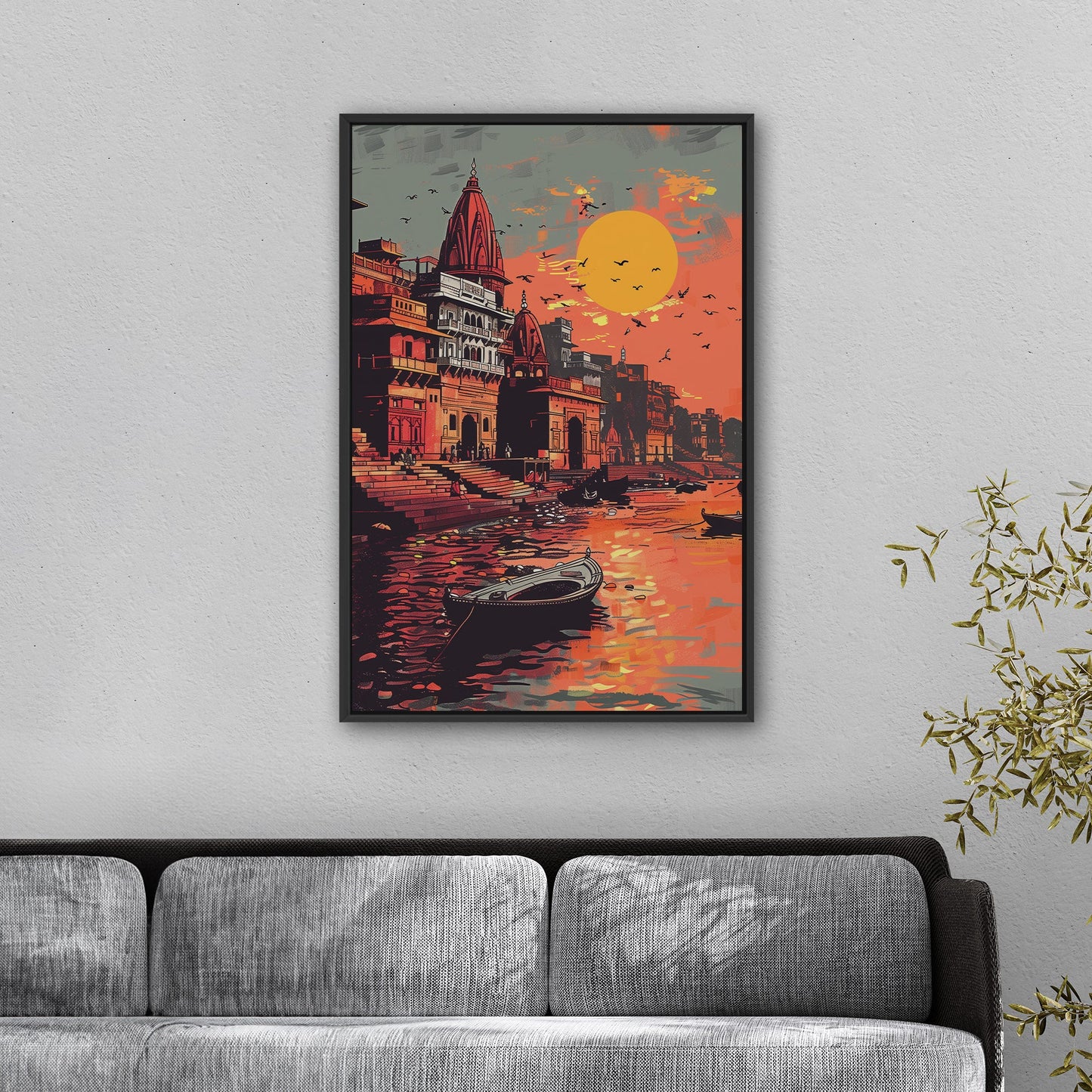 Vibrant Banaras Ghat illustration - Cultural Oasis