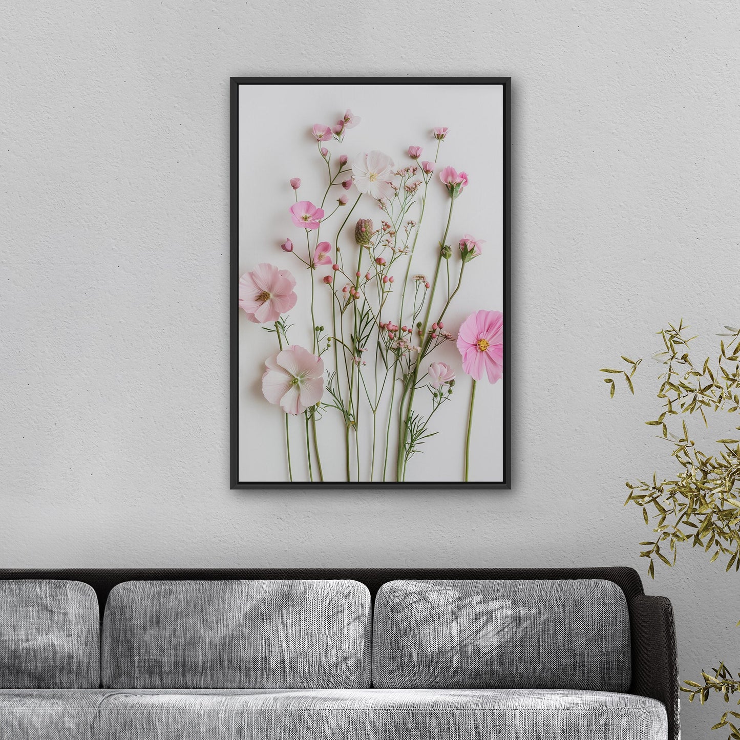 Elegant pink wildflower botanical wall art -Enchanted Blossoms