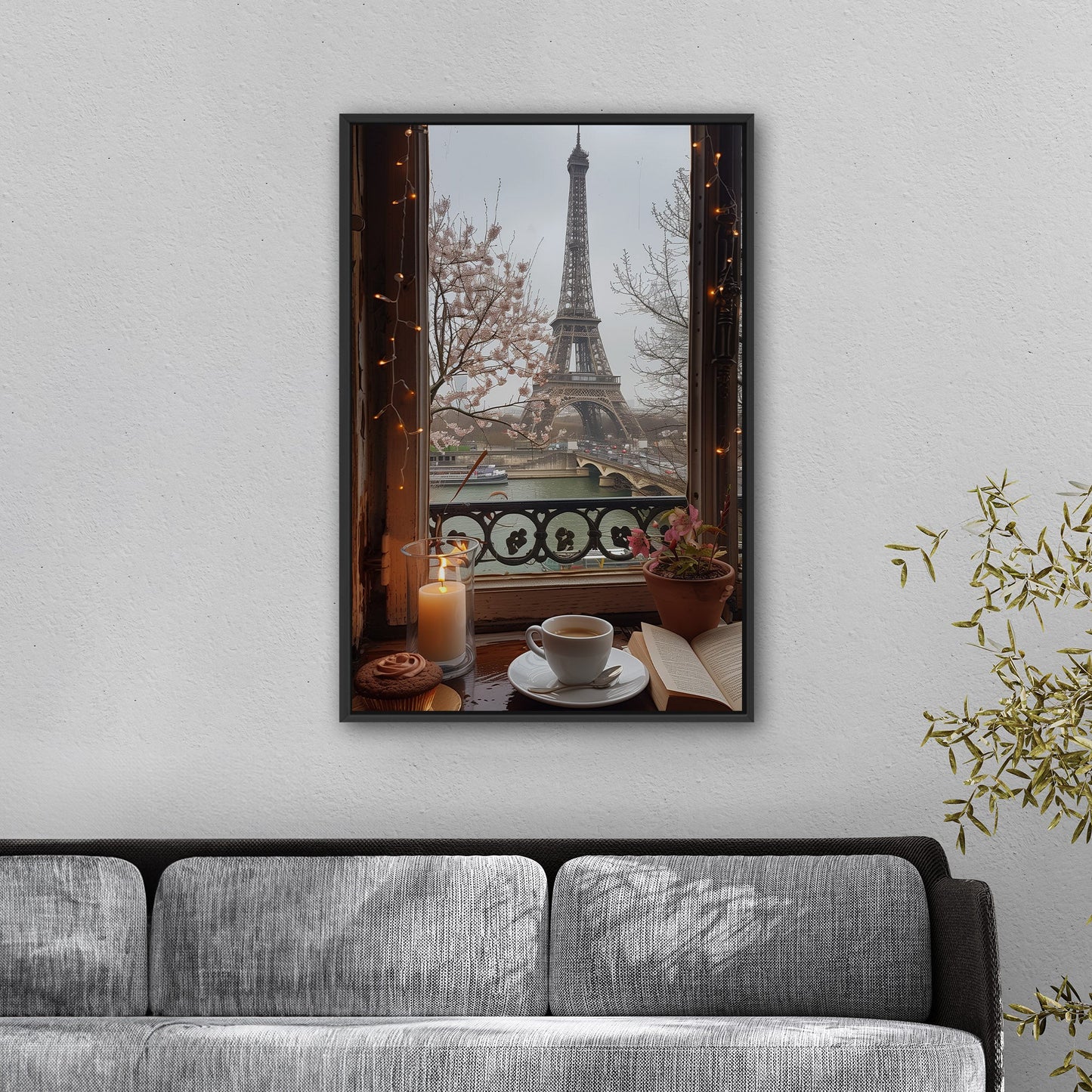 Cozy Paris Cafe Scene with Eiffel Tower View