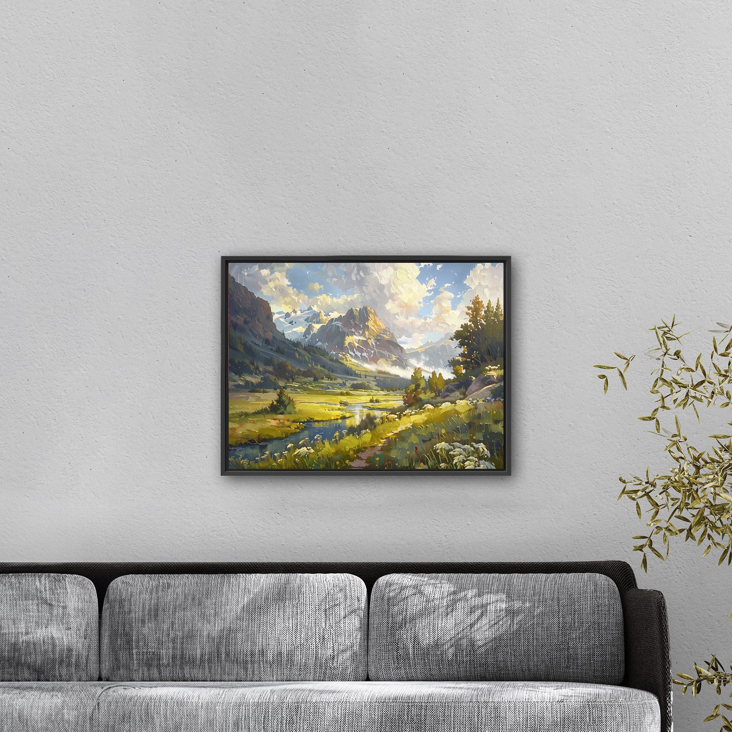 Vibrant landscape oil painting capturing nature's essence - Enriched Elegance