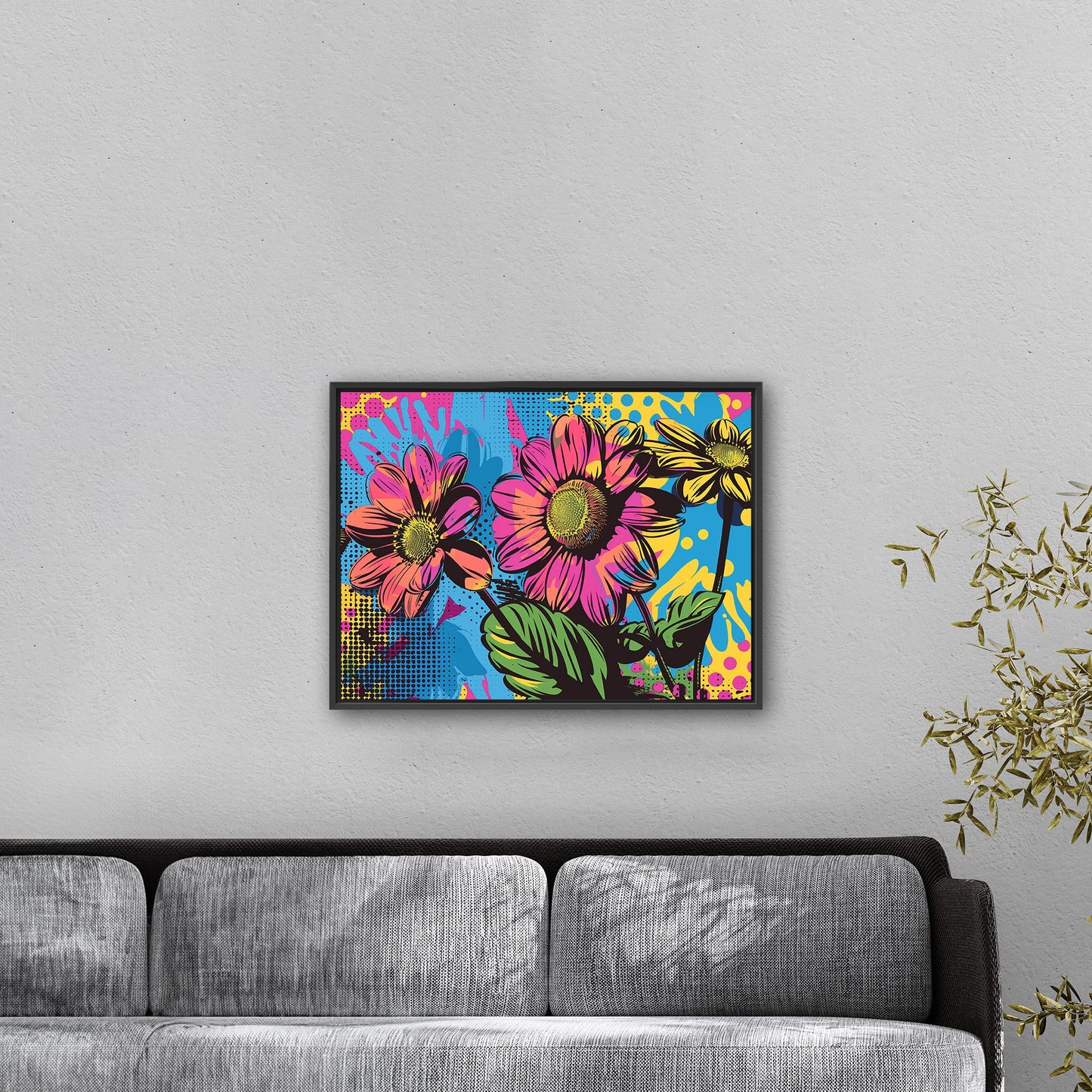 Flowers in Pop Art Printed Style - Blossoms of Creativity