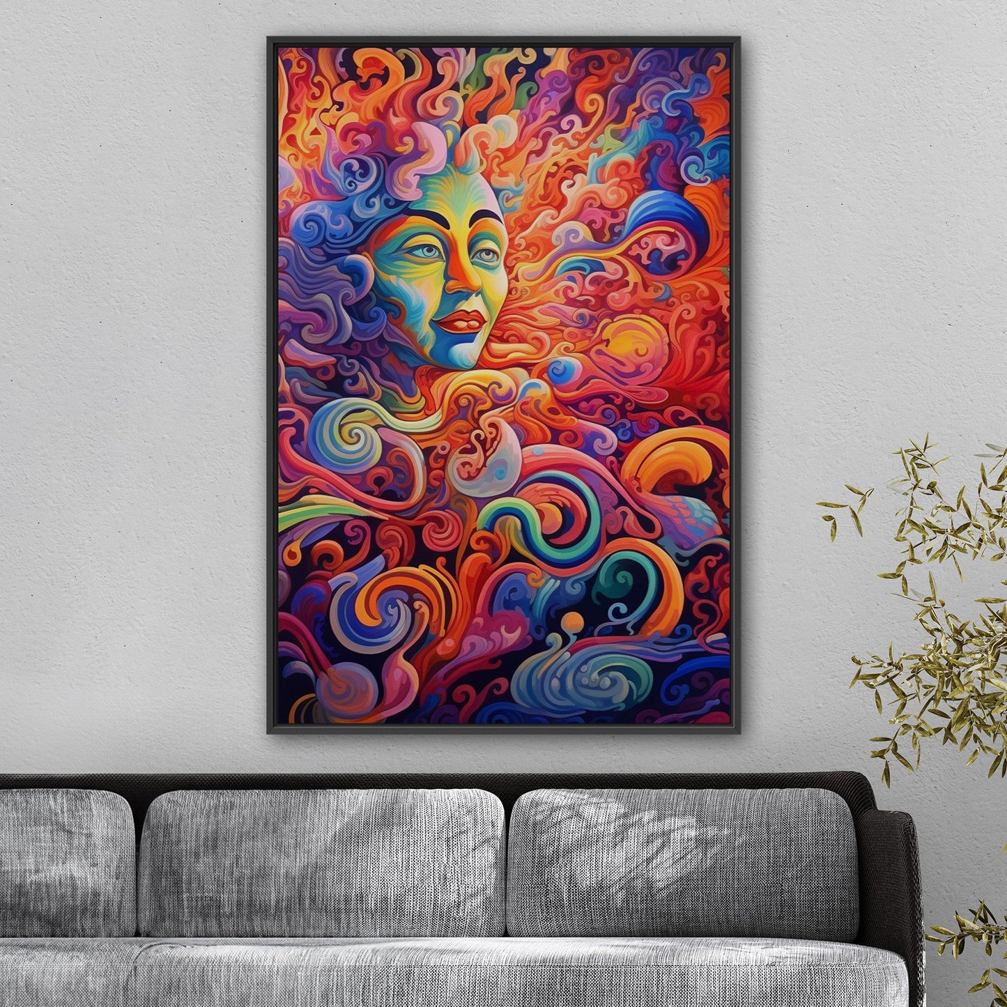 Psychedelic abstract airbrush painting of Vibrant Ebony - Enigmatic Revolution