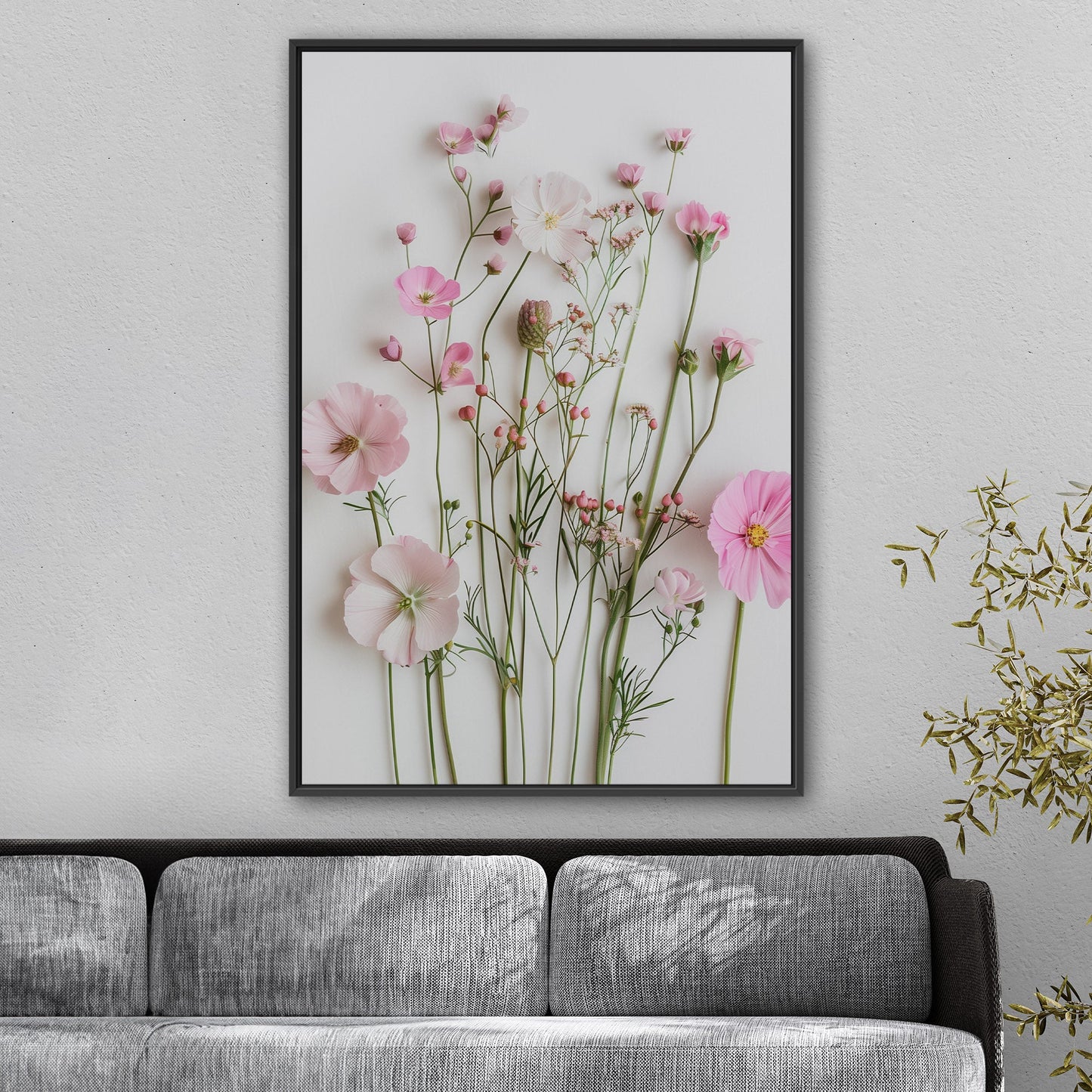 Elegant pink wildflower botanical wall art -Enchanted Blossoms