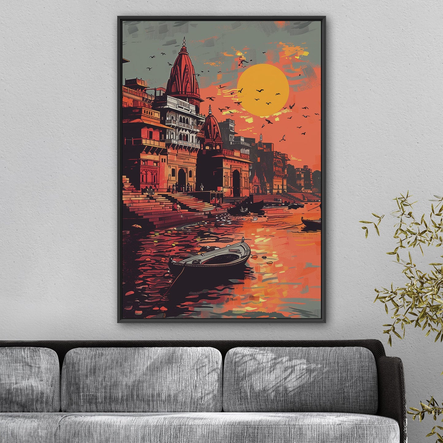 Vibrant Banaras Ghat illustration - Cultural Oasis