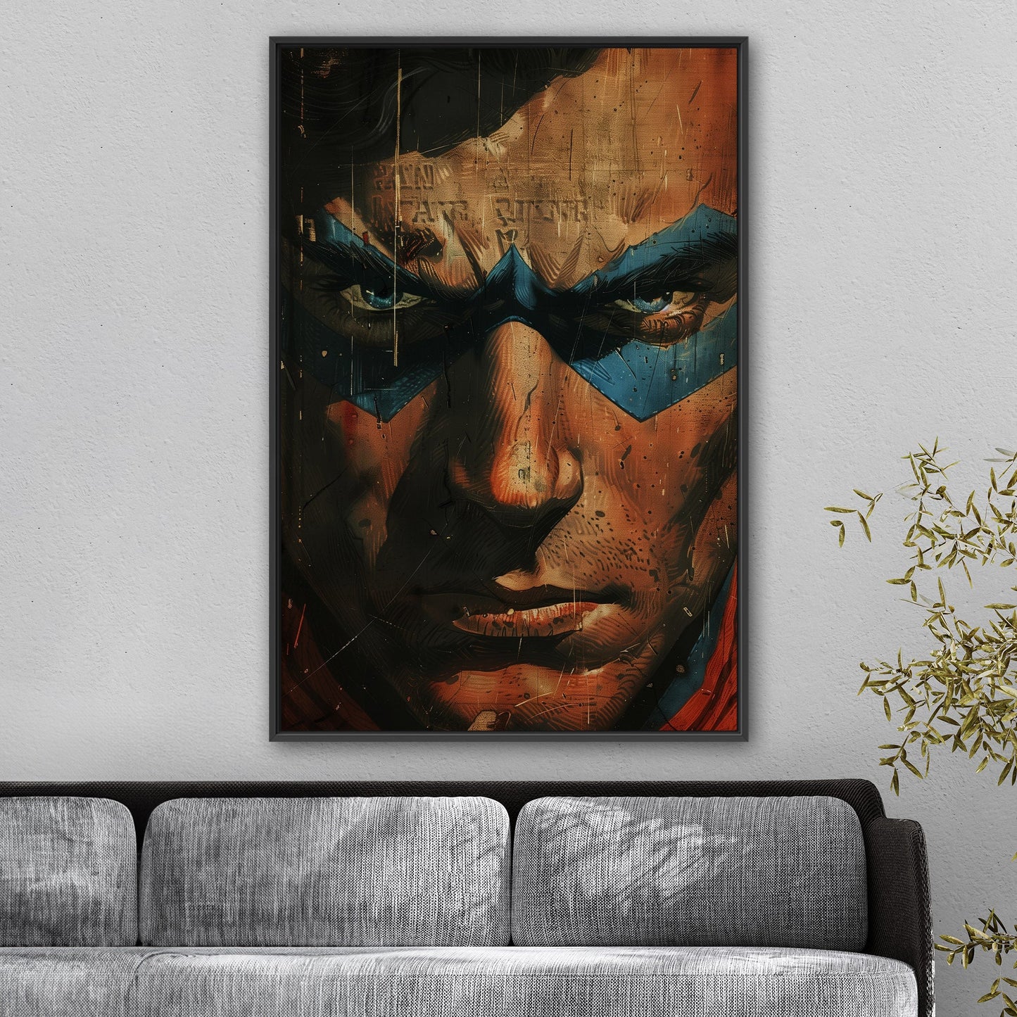 Comicbook style closeup superhero face portrait - Epic Heroic Vintage Comic Closeup Art