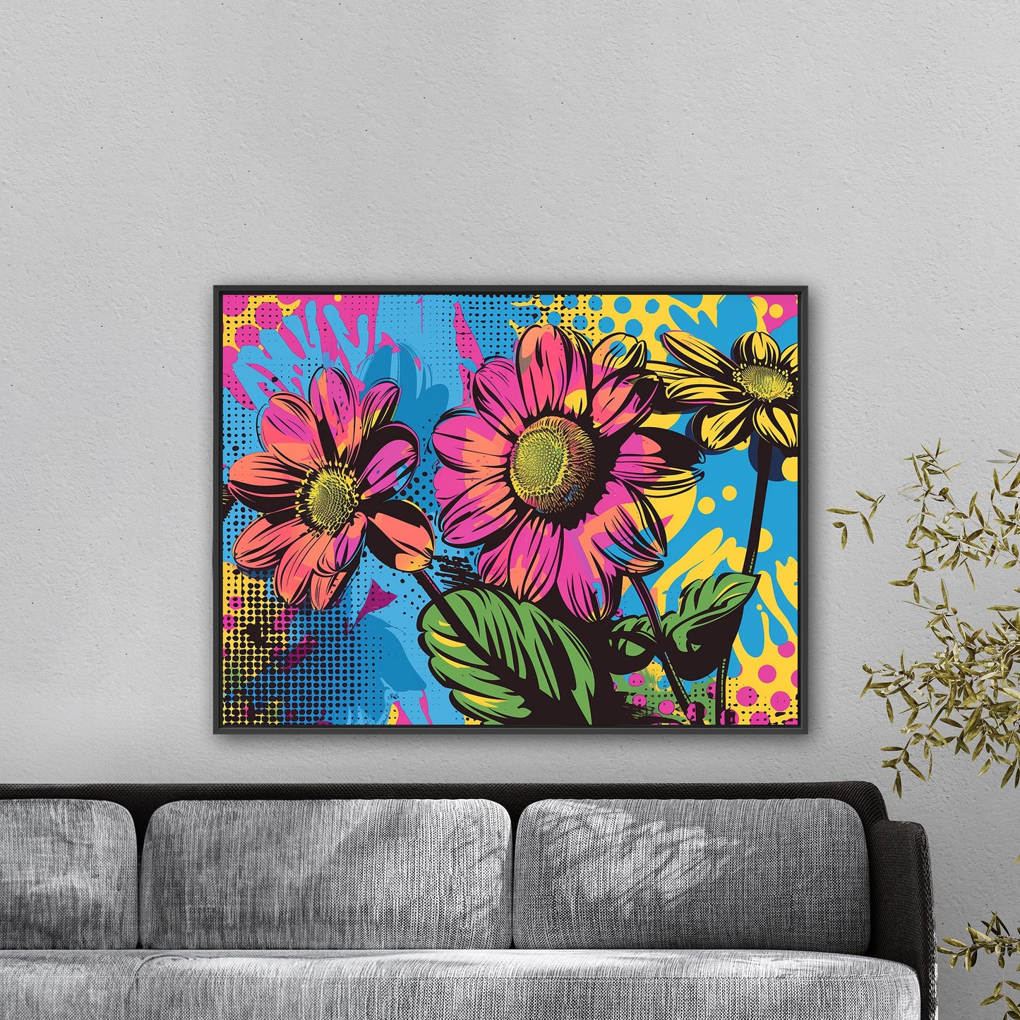 Flowers in Pop Art Printed Style - Blossoms of Creativity