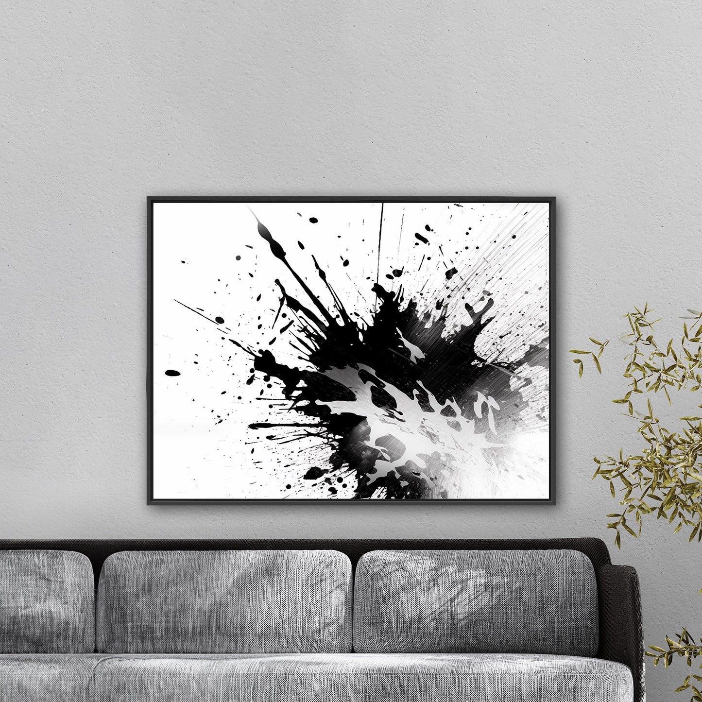Black and white abstract ink splatter art - Captivating Monochrome Ink Splatter Zen