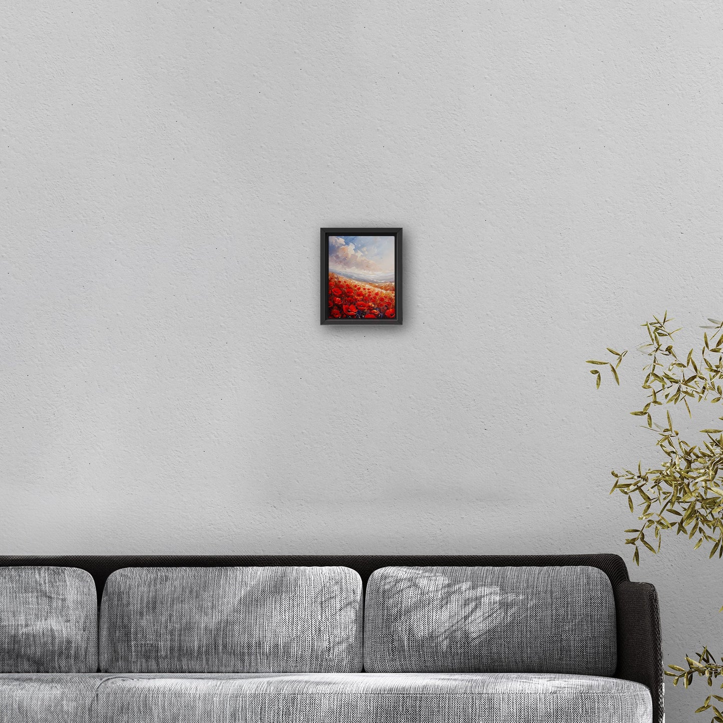 Poppy Field Painting in Minimalist Style - Serene Elegance