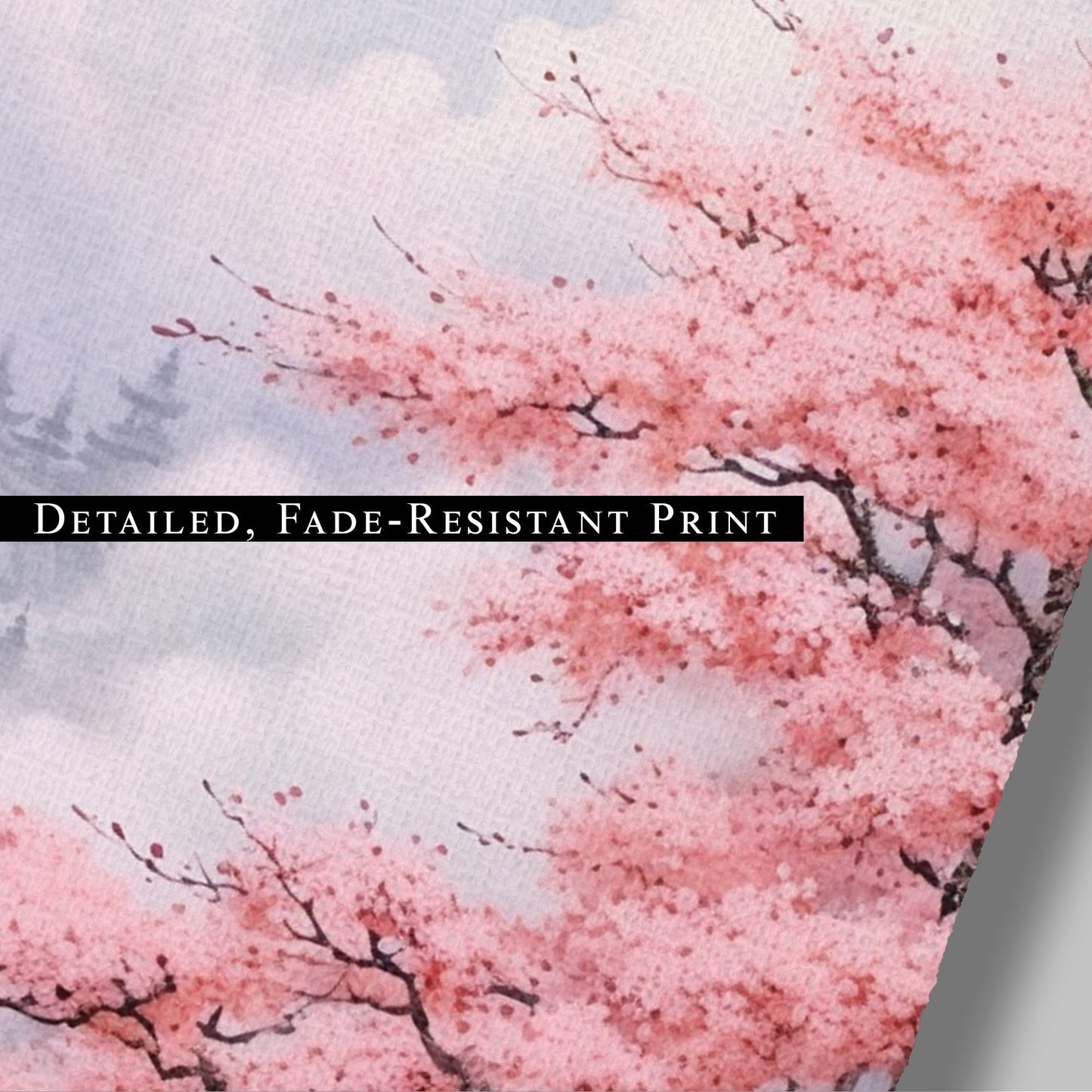 Asian Botanical Watercolor - Cherry Blossom Serenity Zen Garden