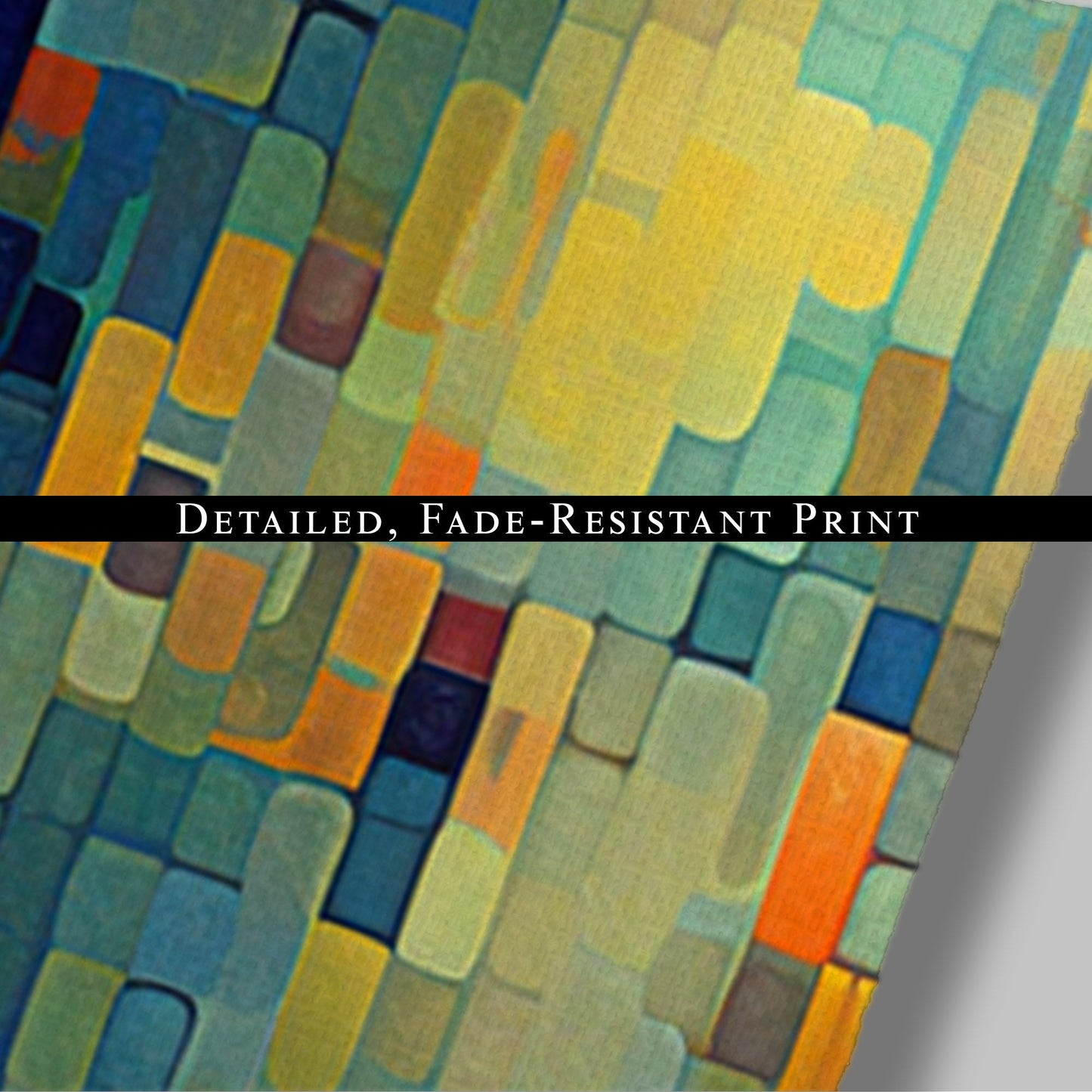 Absract Geometric Painting in Aqua Greens and Yellows -Retro Digital Pixel Art Delight