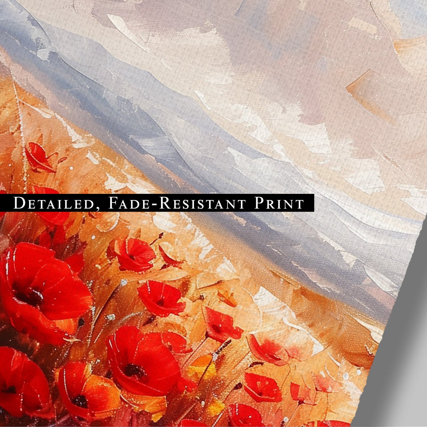 Poppy Field Painting in Minimalist Style - Serene Elegance