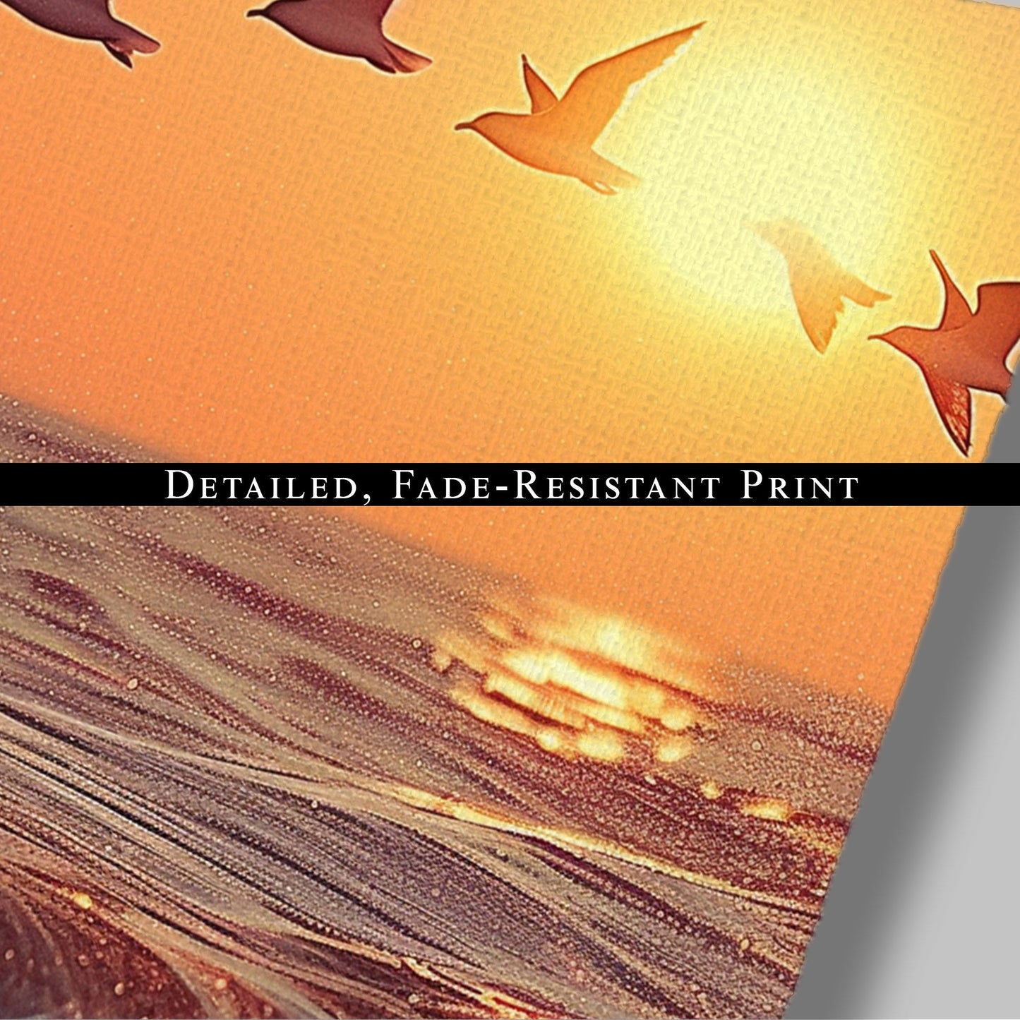 Soothing blend of colors and seagulls - Tranquil Ocean Sunset