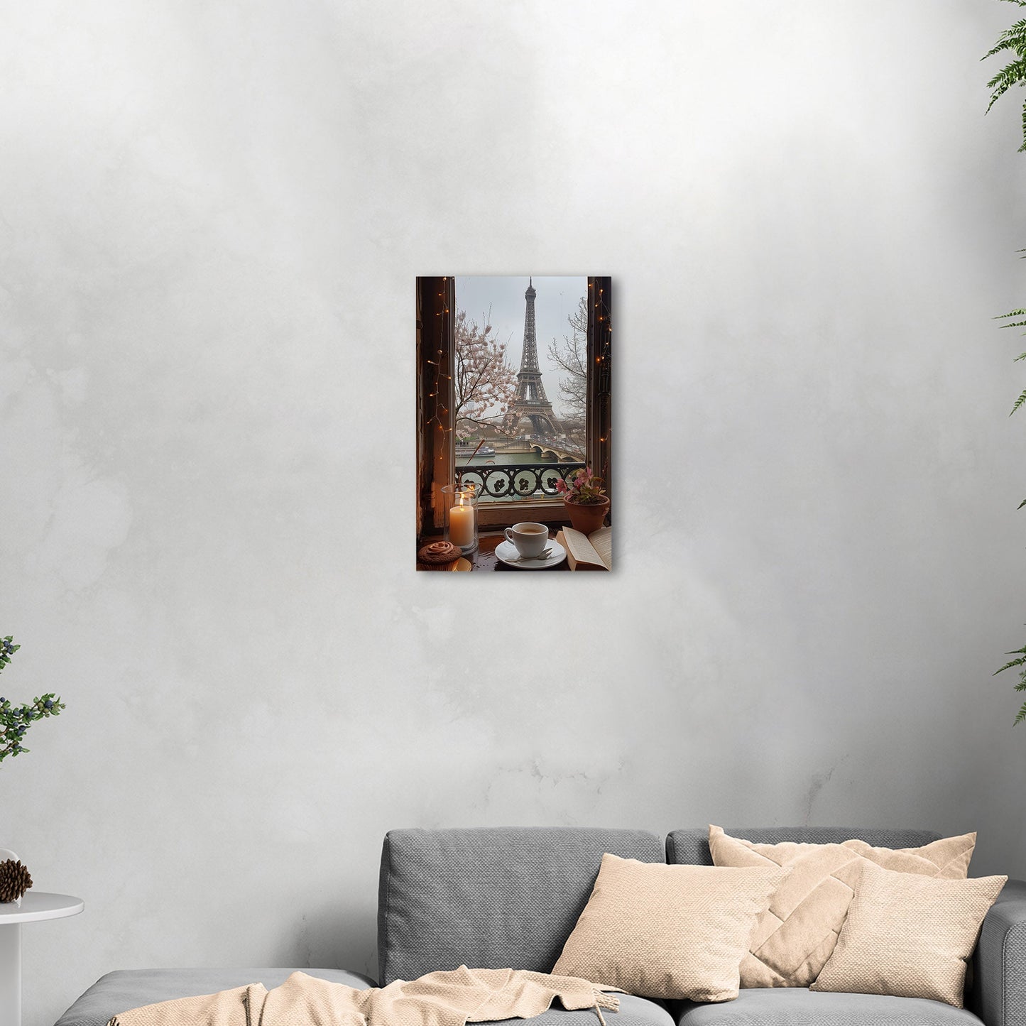 Cozy Paris Cafe Scene with Eiffel Tower View