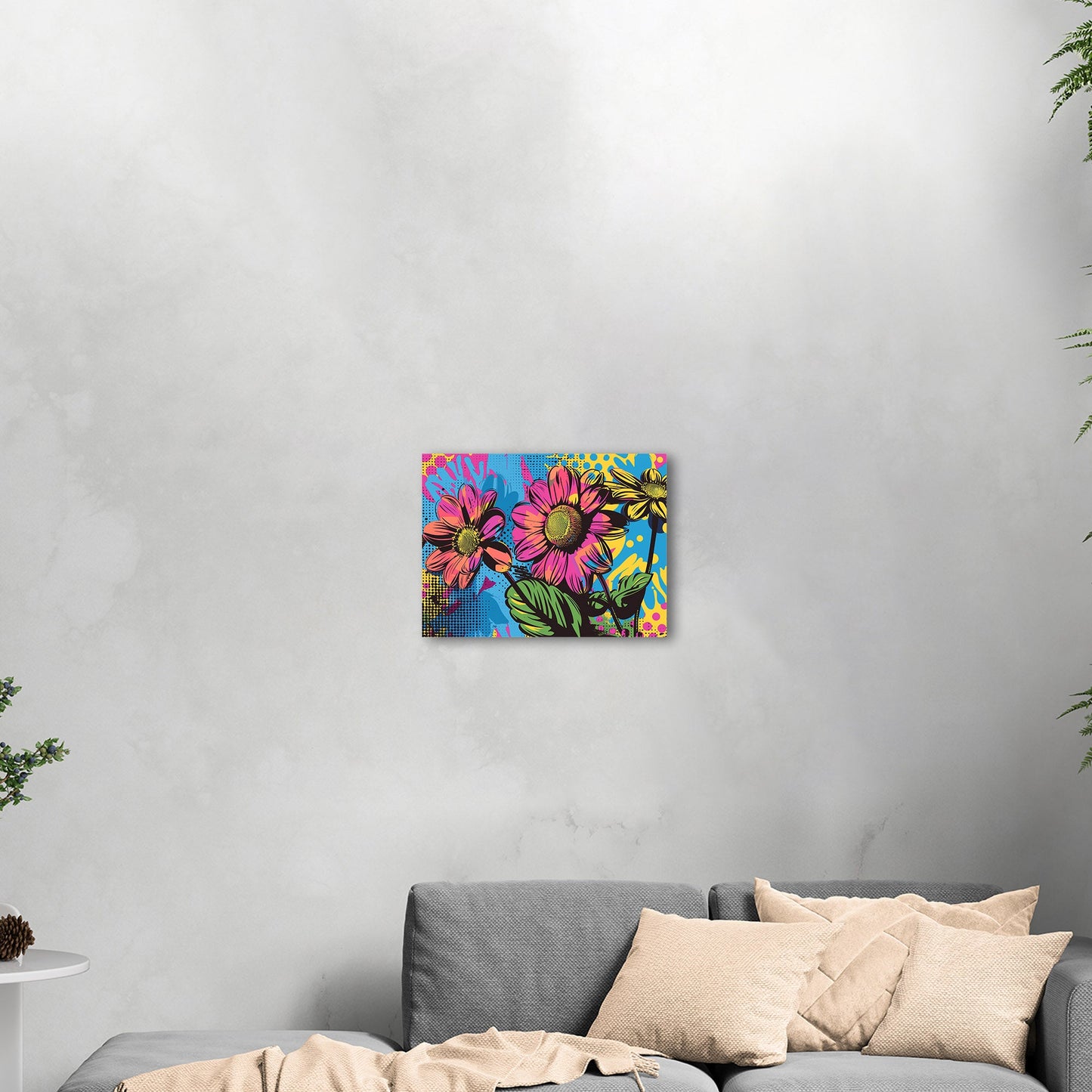 Flowers in Pop Art Printed Style - Blossoms of Creativity