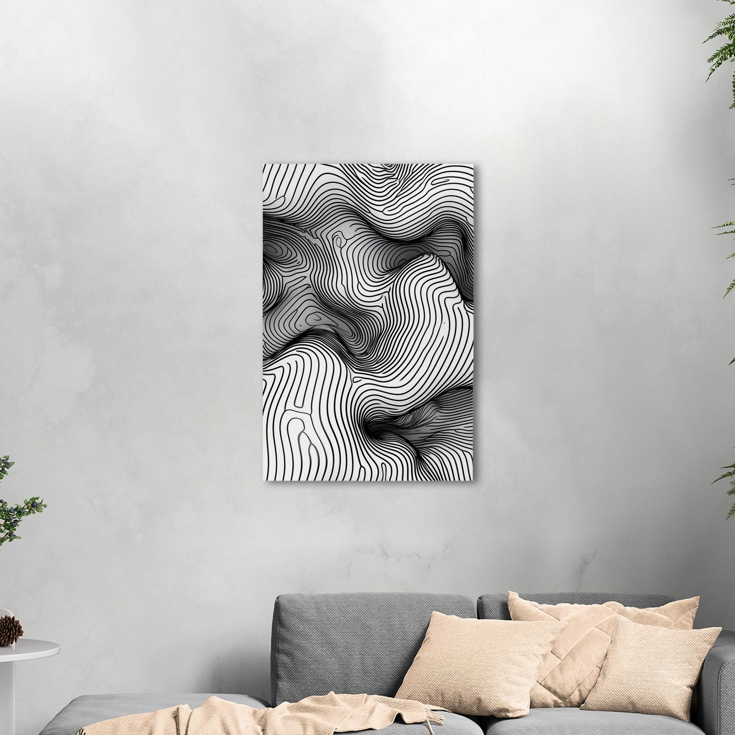 Abstract topographic black and white texture - Ethereal Oscillations