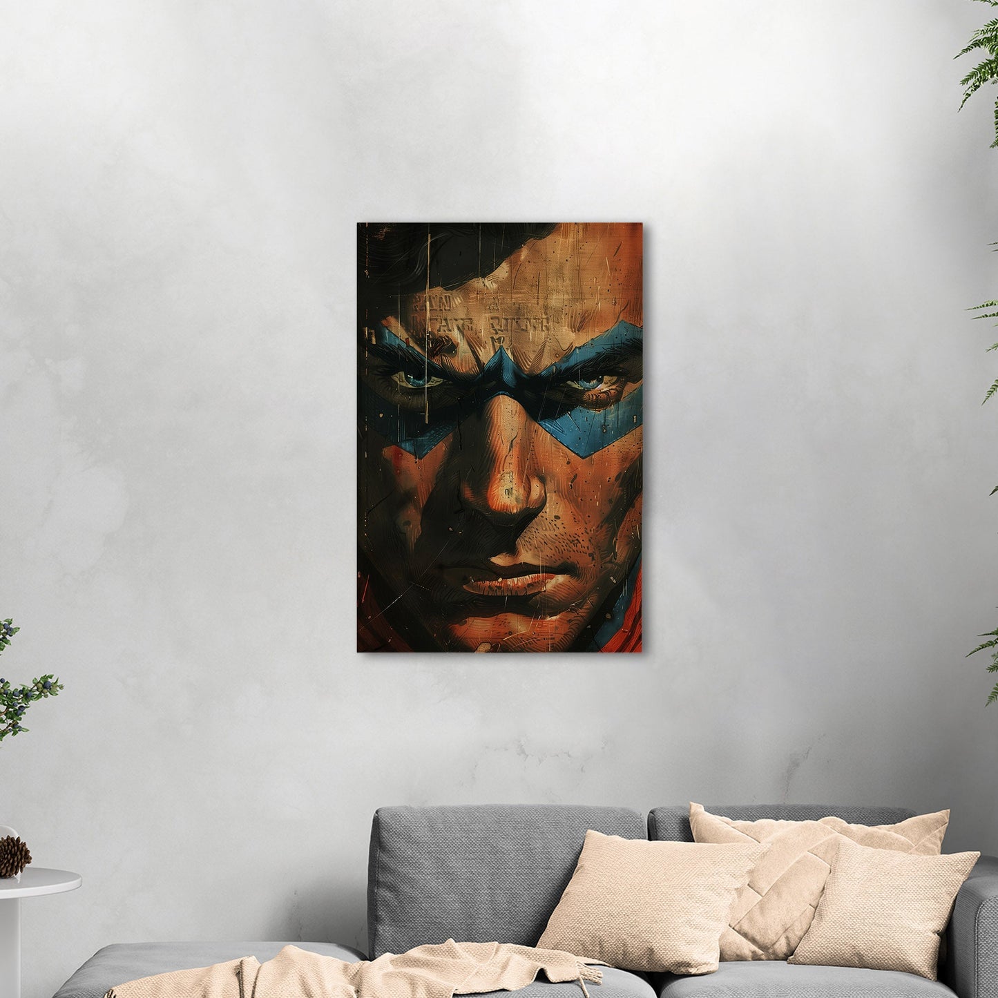 Comicbook style closeup superhero face portrait - Epic Heroic Vintage Comic Closeup Art
