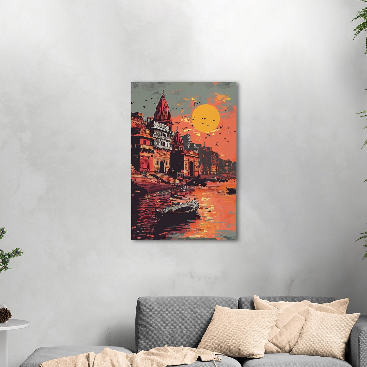 Vibrant Banaras Ghat illustration - Cultural Oasis