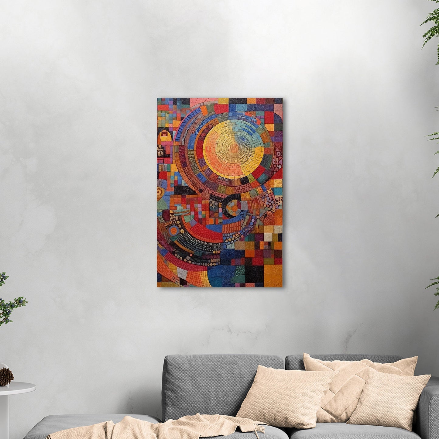 Colorful mosaic artwork with intricate patterns Vibrant Harmony - Enchanting Oasis