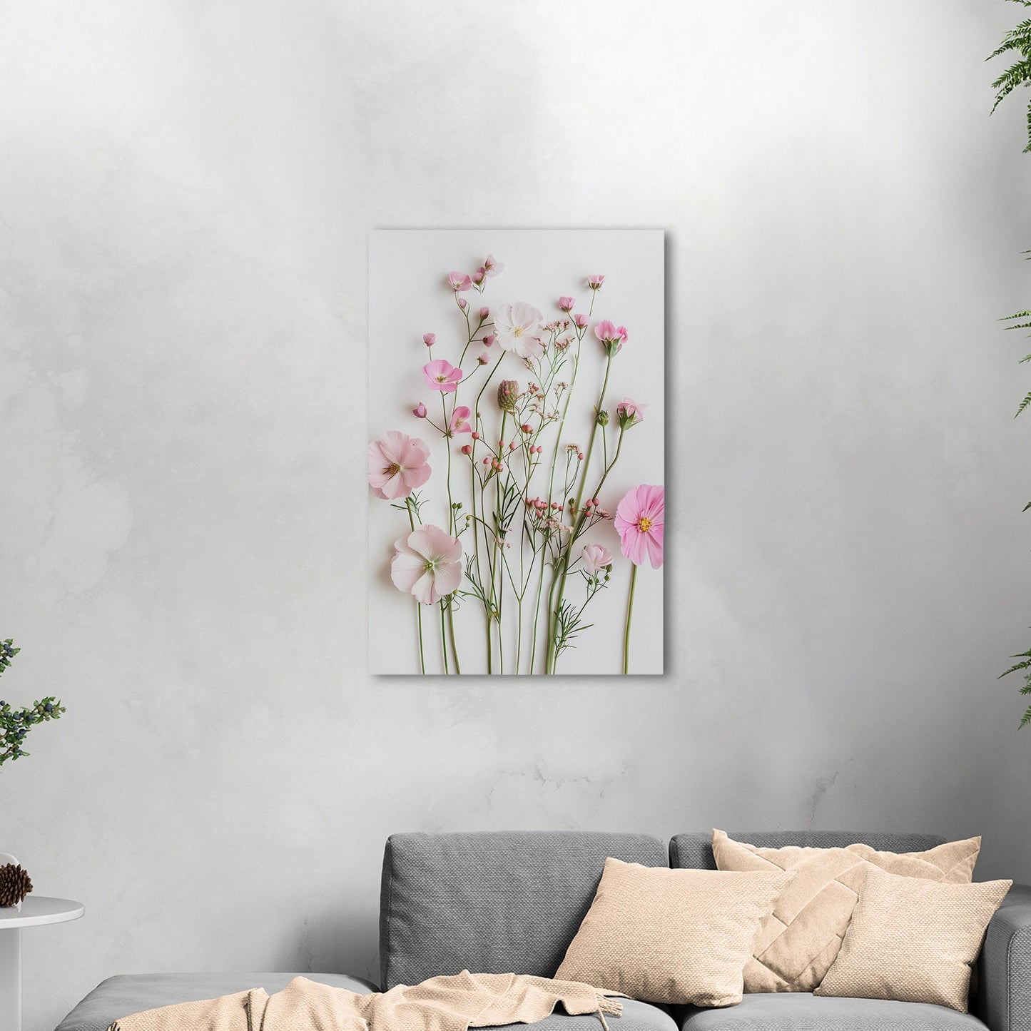 Elegant pink wildflower botanical wall art -Enchanted Blossoms