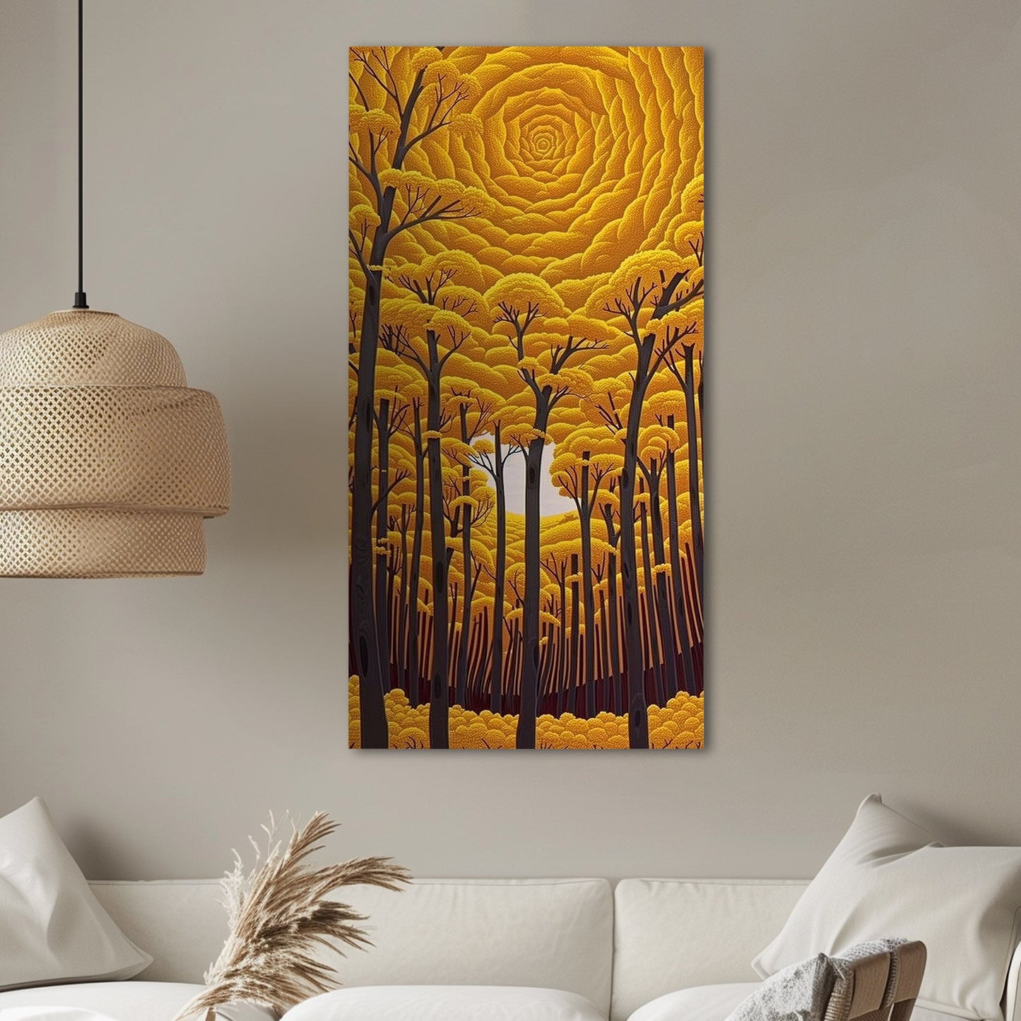 Romantic Stylized Painting of Autumn Woods - Ethereal Golden Woods: A Romance
