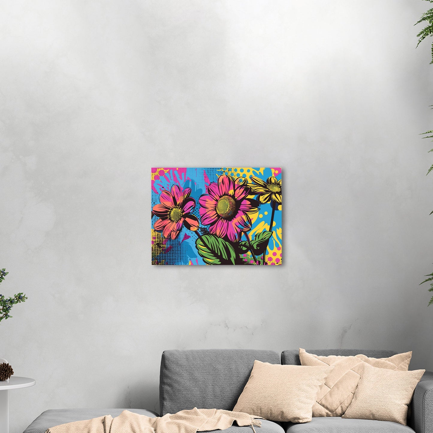 Flowers in Pop Art Printed Style - Blossoms of Creativity