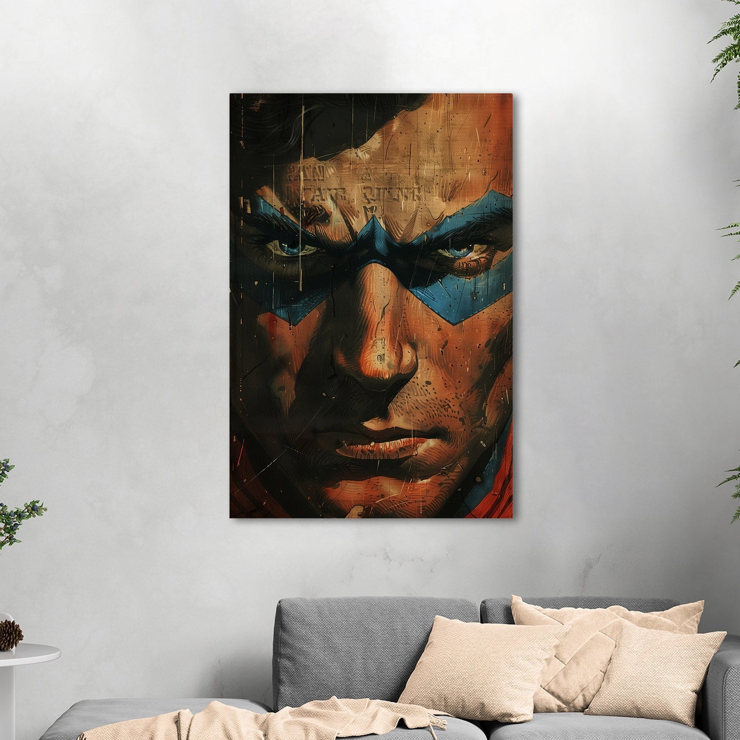 Comicbook style closeup superhero face portrait - Epic Heroic Vintage Comic Closeup Art