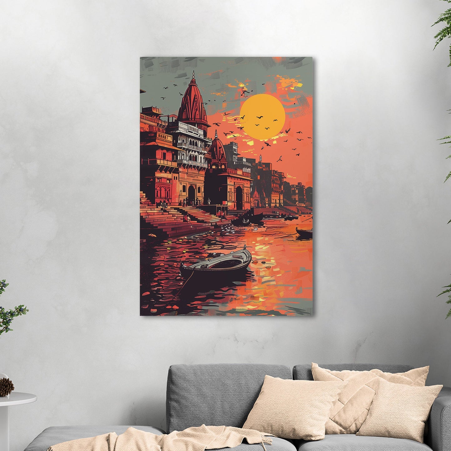 Vibrant Banaras Ghat illustration - Cultural Oasis