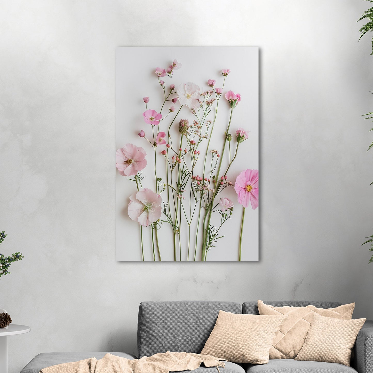 Elegant pink wildflower botanical wall art -Enchanted Blossoms