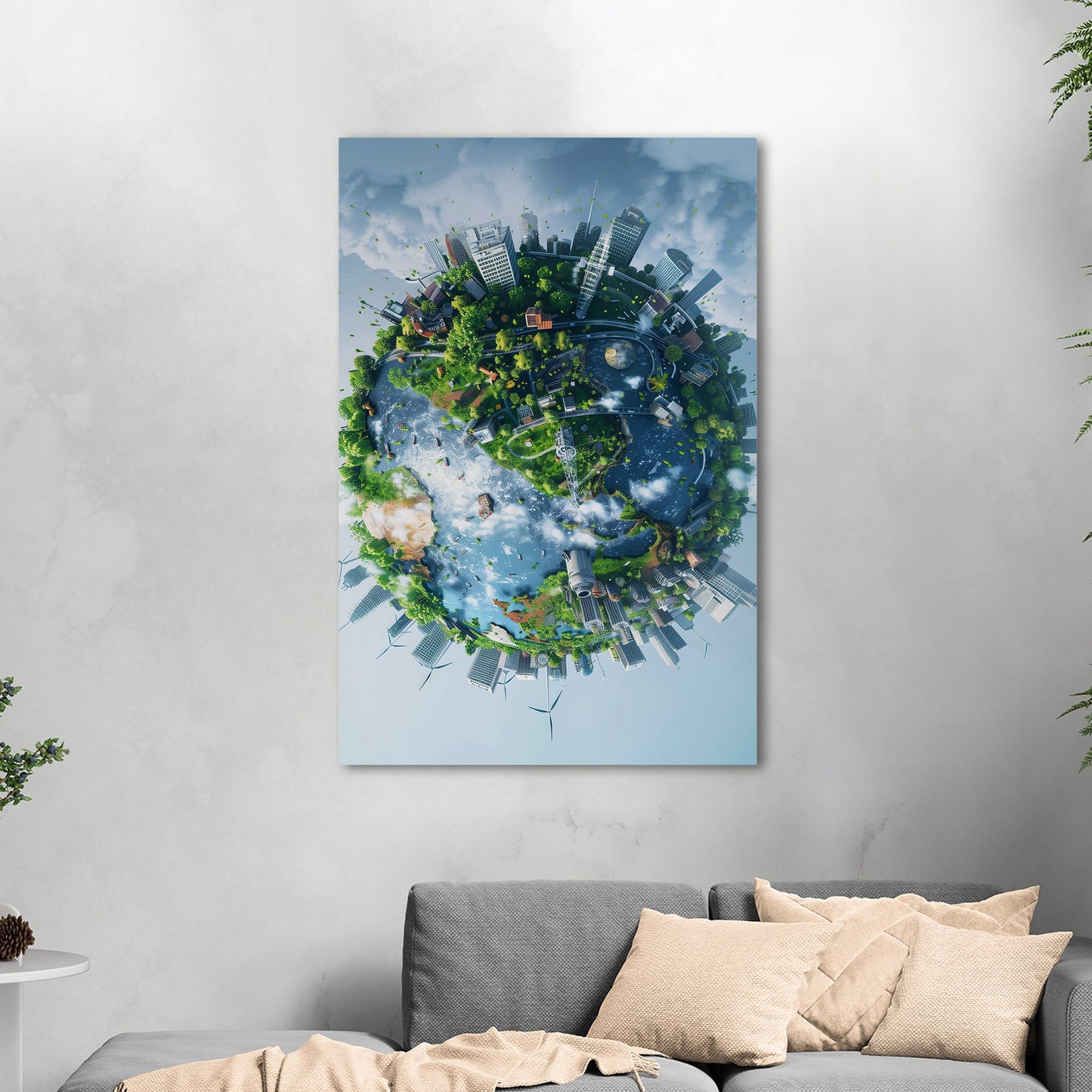 Captivating Earth View with Intricate Buildings - Magnificent City Canvas