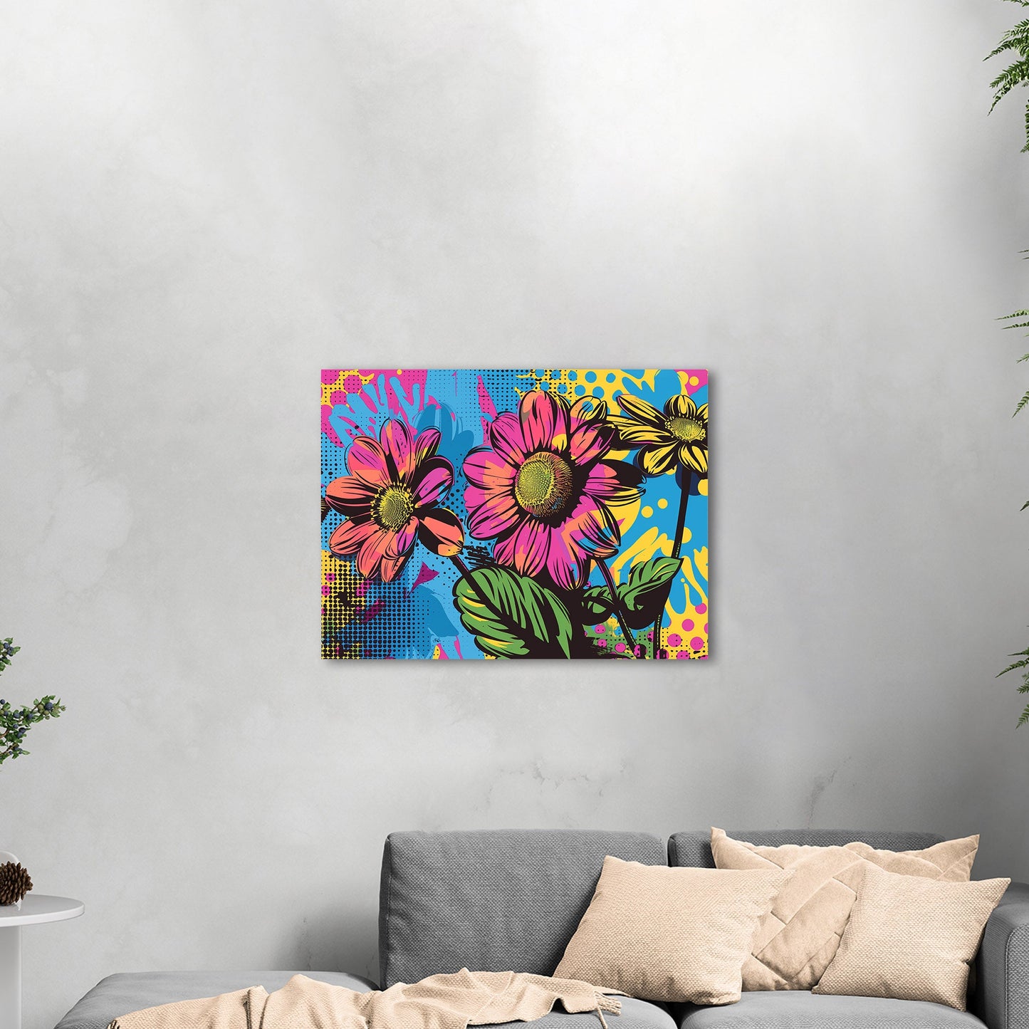 Flowers in Pop Art Printed Style - Blossoms of Creativity