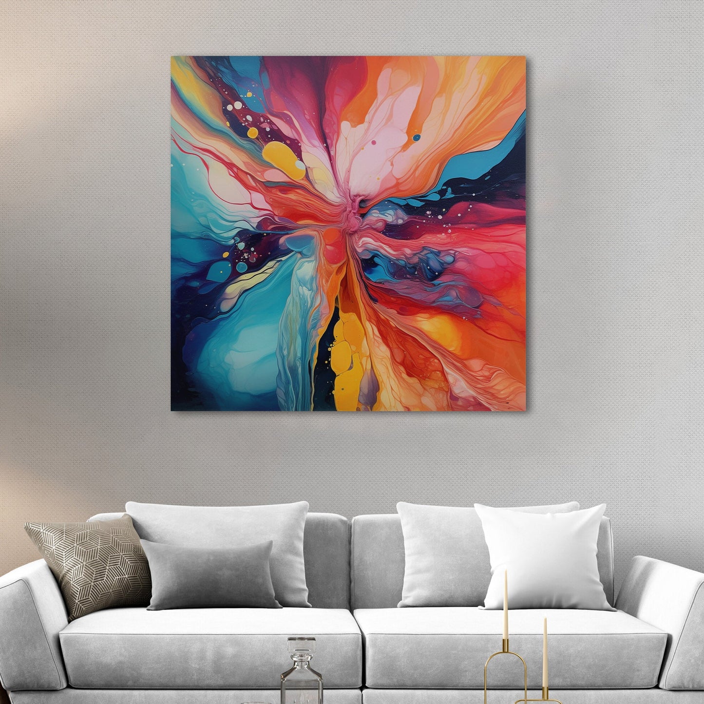 Abstract Splatter Oil Painting - Color Wave Splash