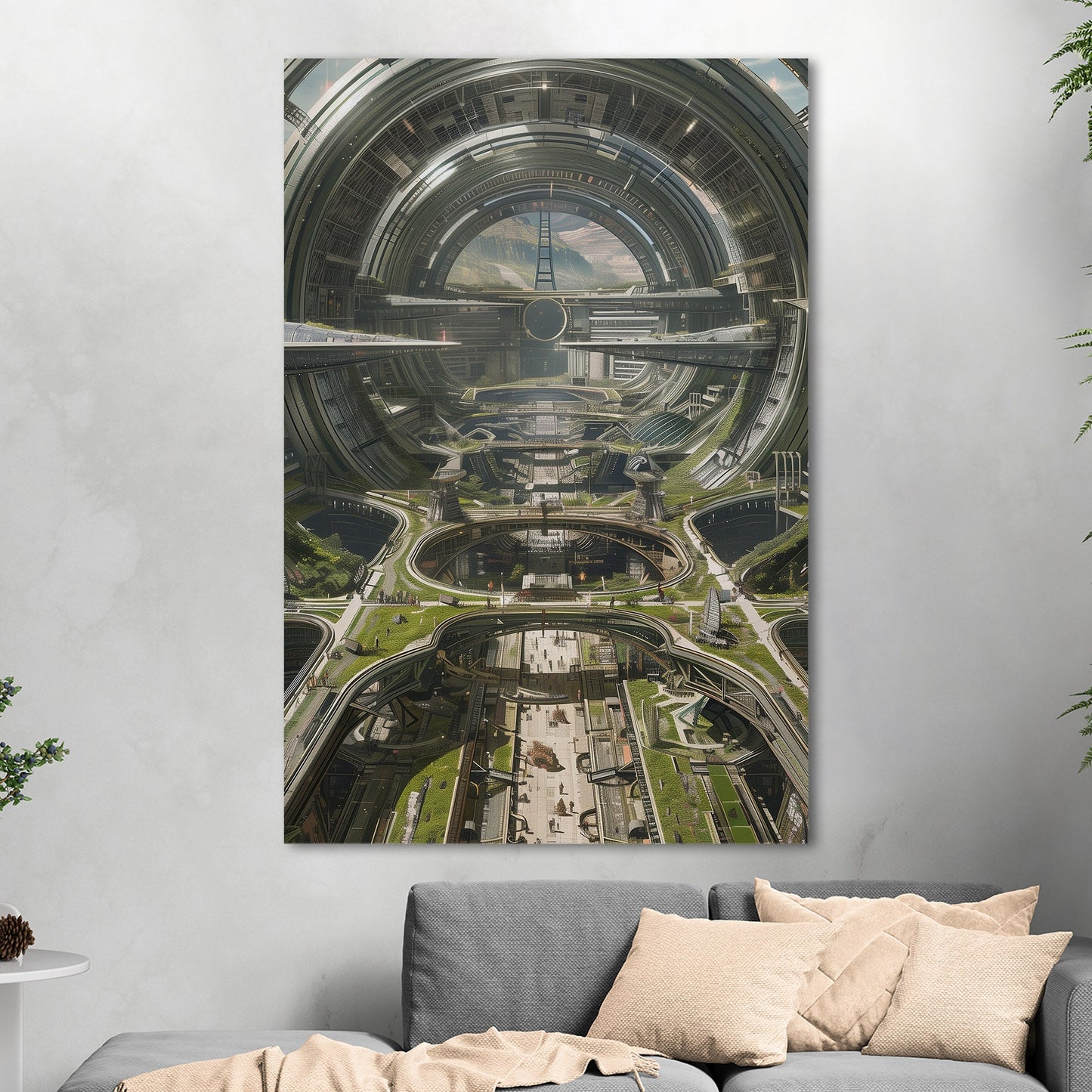 Digital Concept art of a future cityscape - Utopian Cyborg City