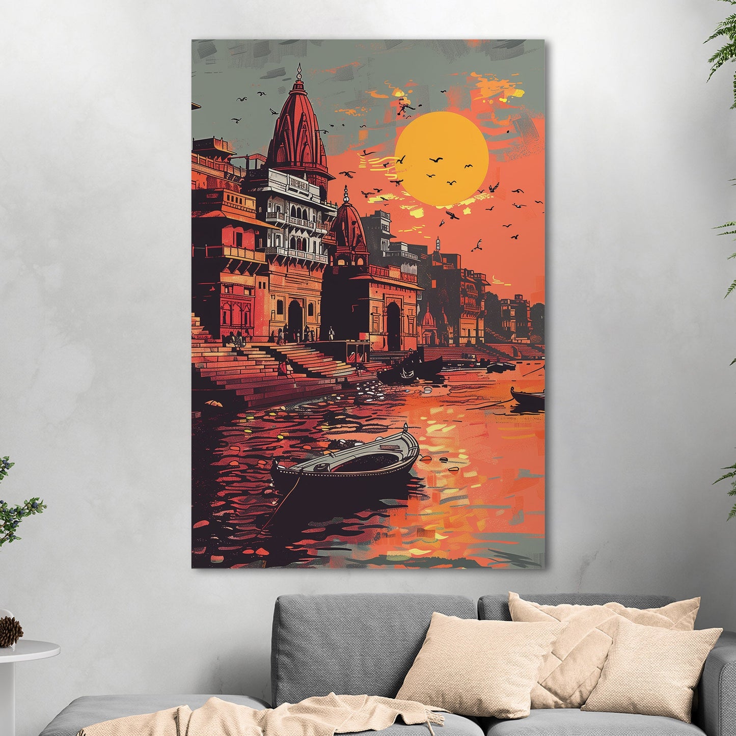 Vibrant Banaras Ghat illustration - Cultural Oasis