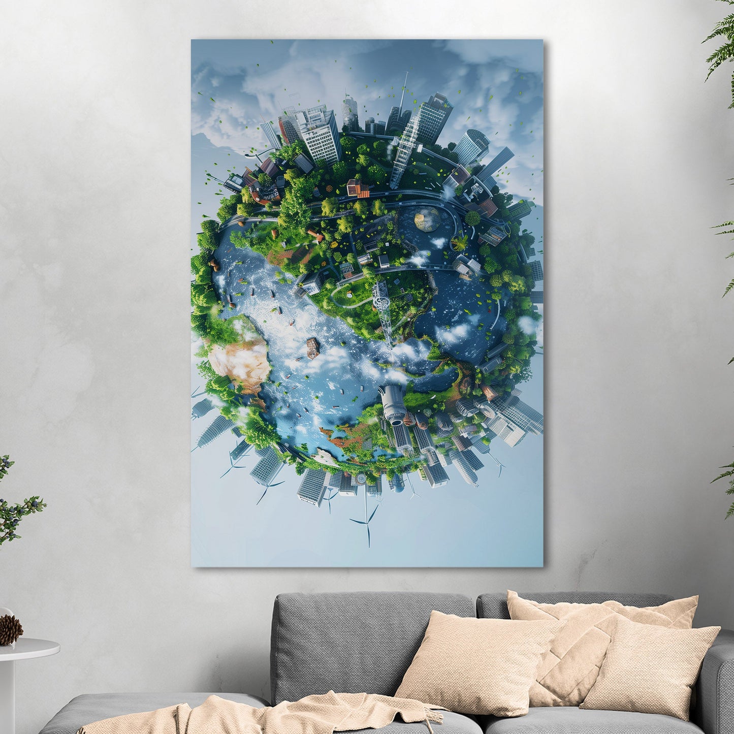 Captivating Earth View with Intricate Buildings - Magnificent City Canvas