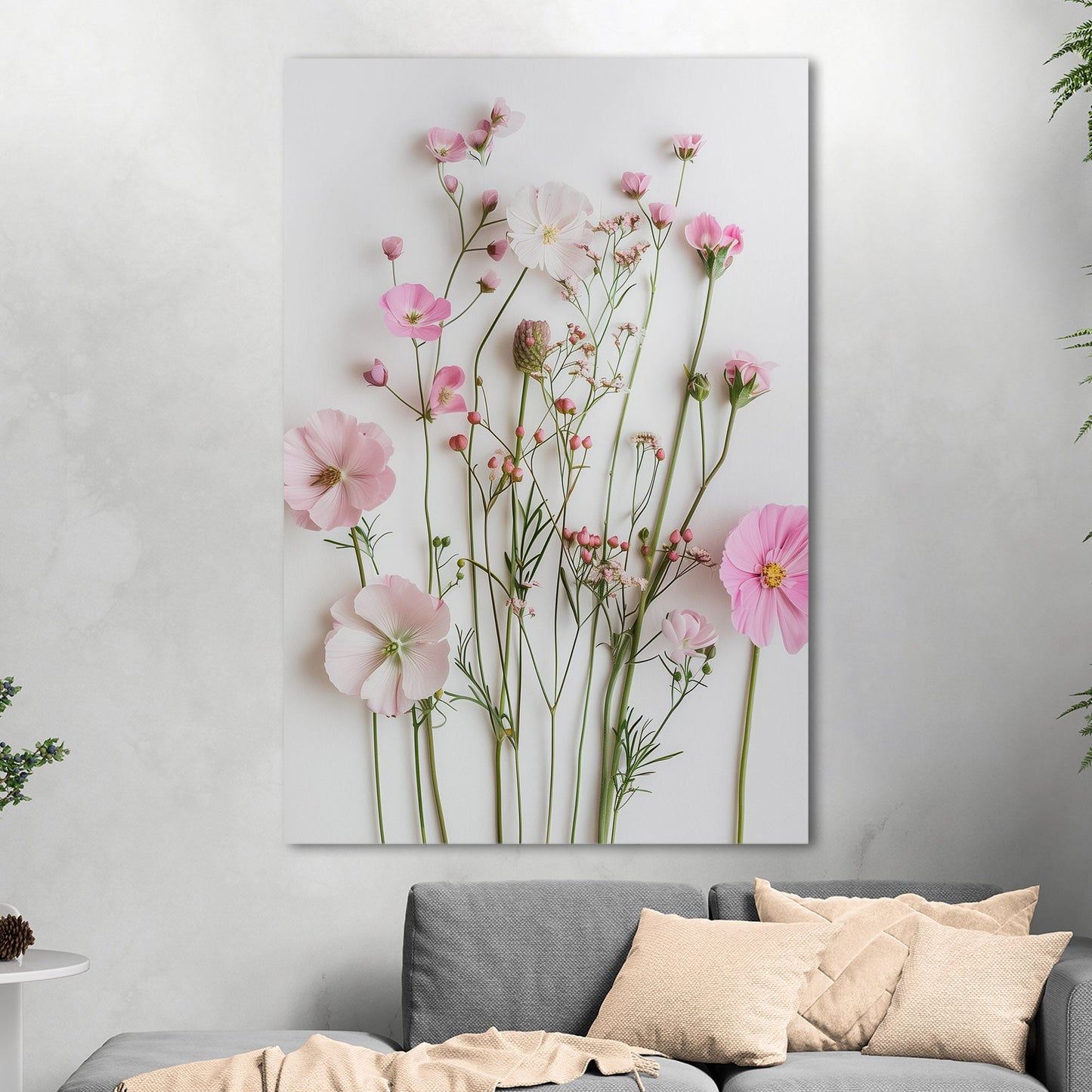 Elegant pink wildflower botanical wall art -Enchanted Blossoms